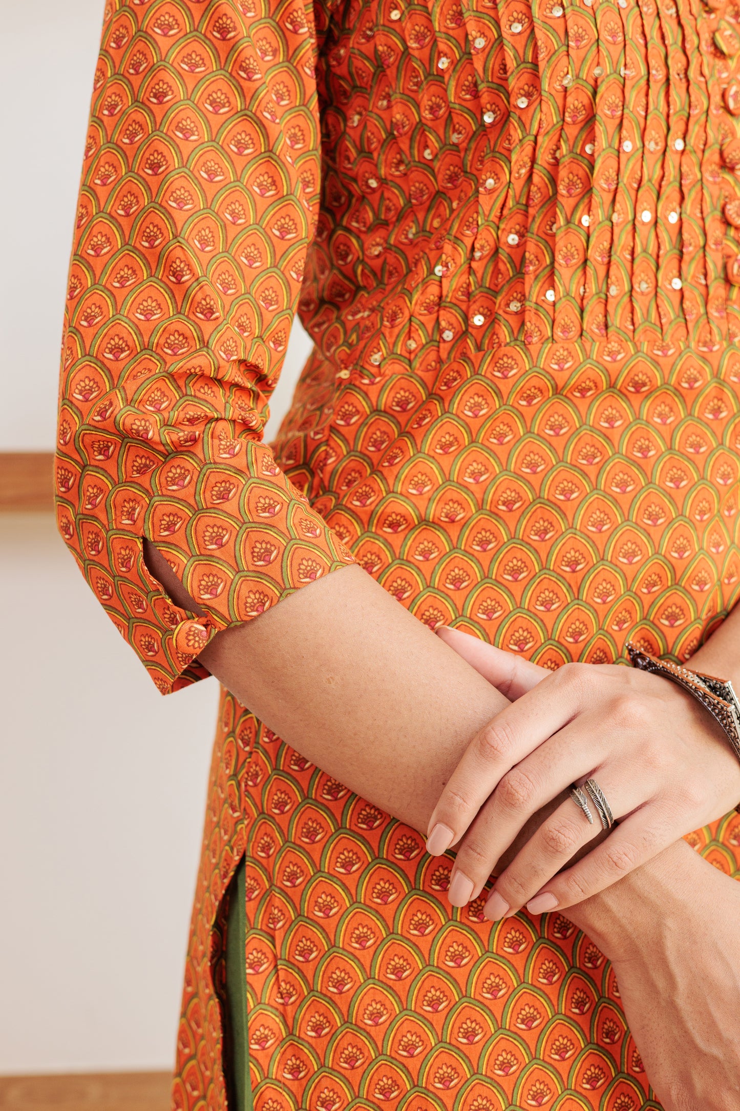 Mandarin Vamsam Kurti with Plazzo Pants Family