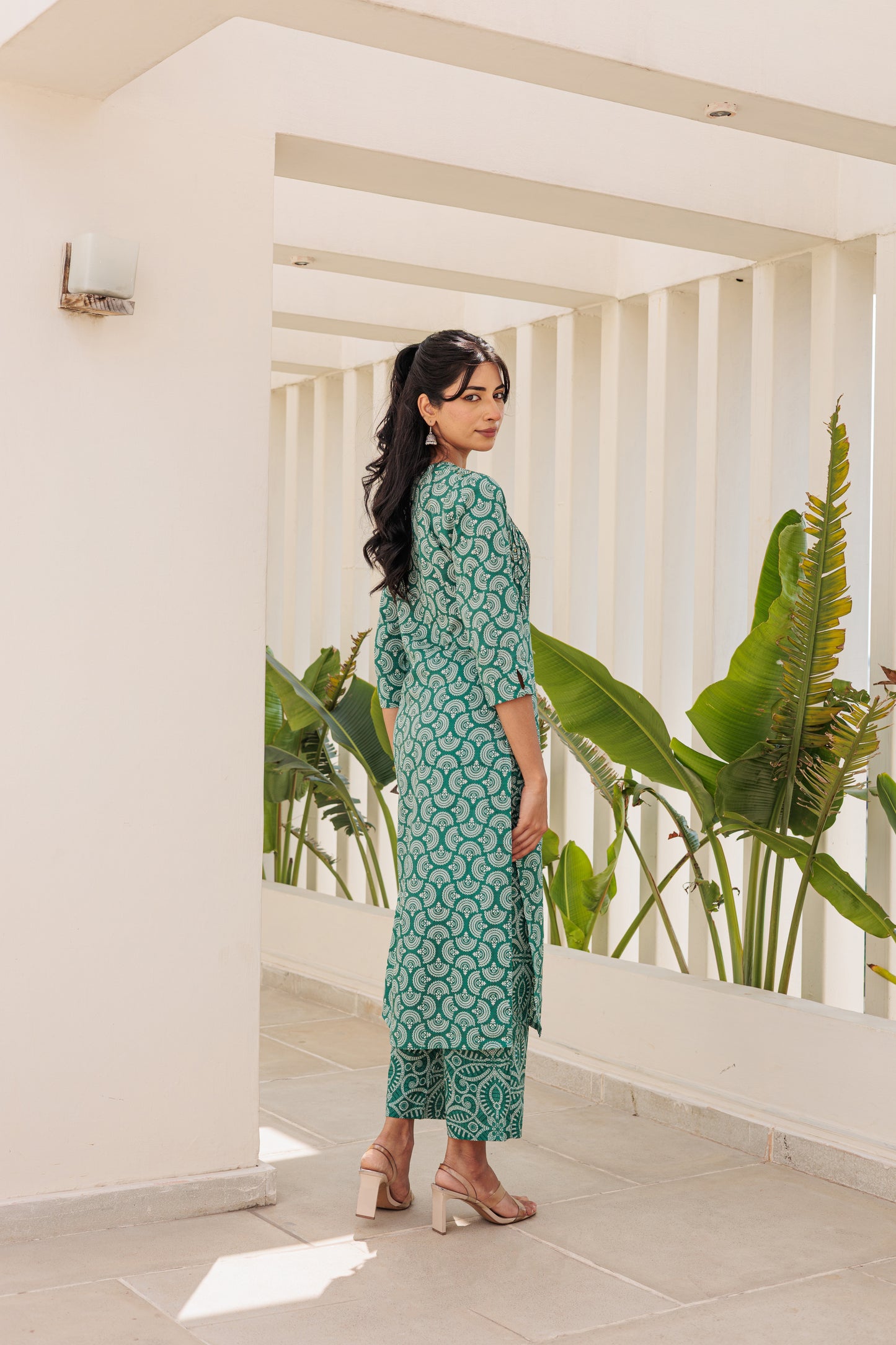Pachai Mayil Kurti with Plazzo Pants Family