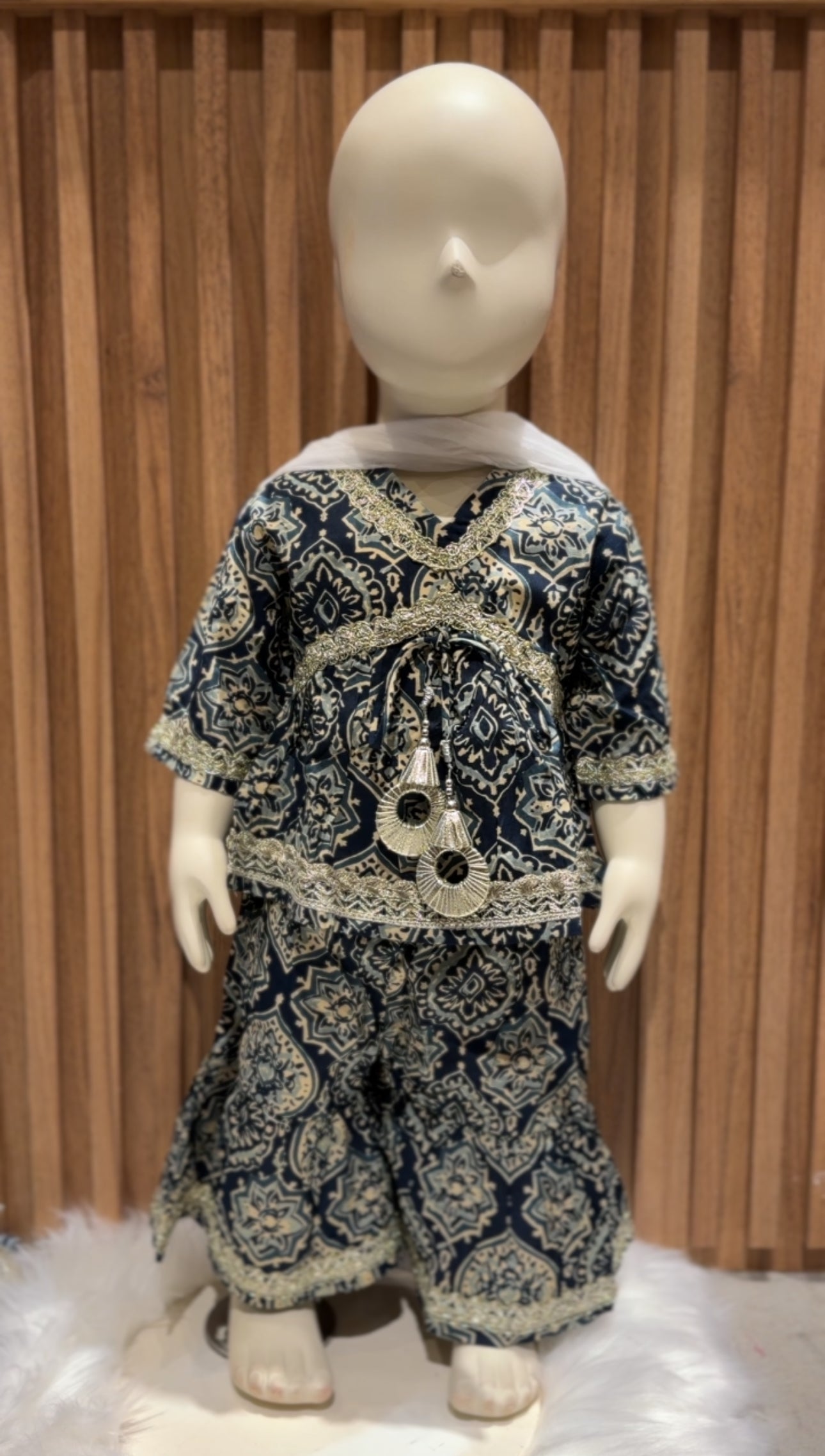 Midnight Floral Kurti with Sharara Pants