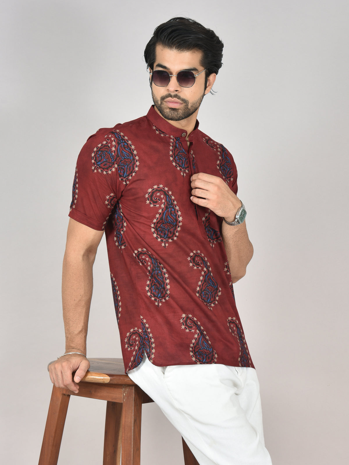 Ruby Swirl Short Sleeves Kurta