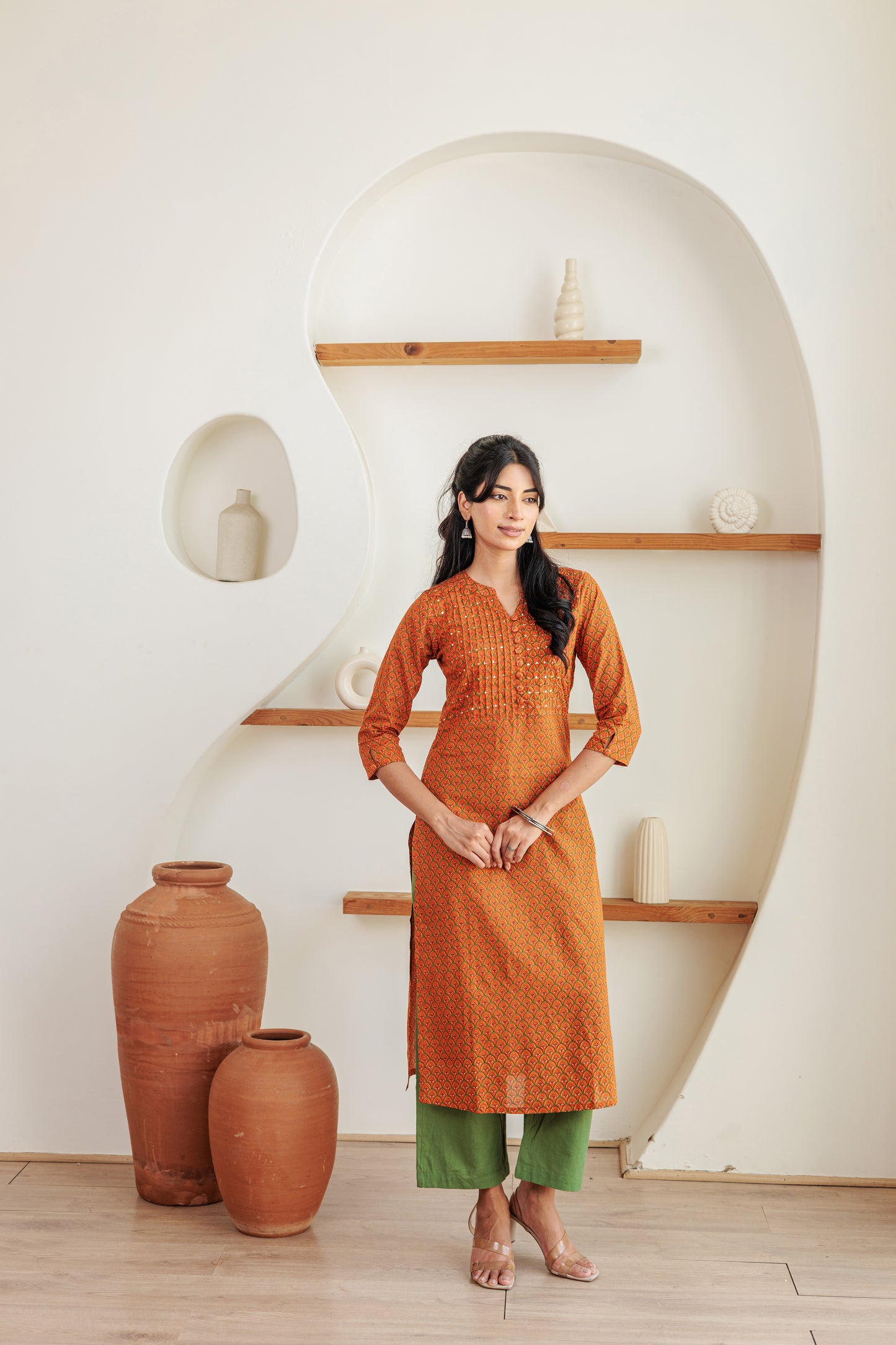 Mandarin Vamsam Kurti with Plazzo Pants Family