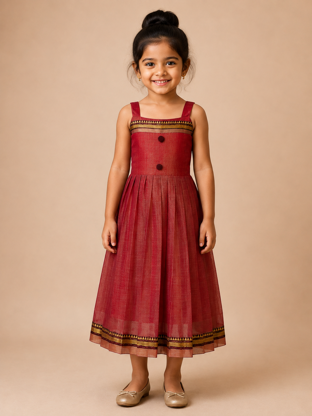 Pink Narayanpet Strap Dress