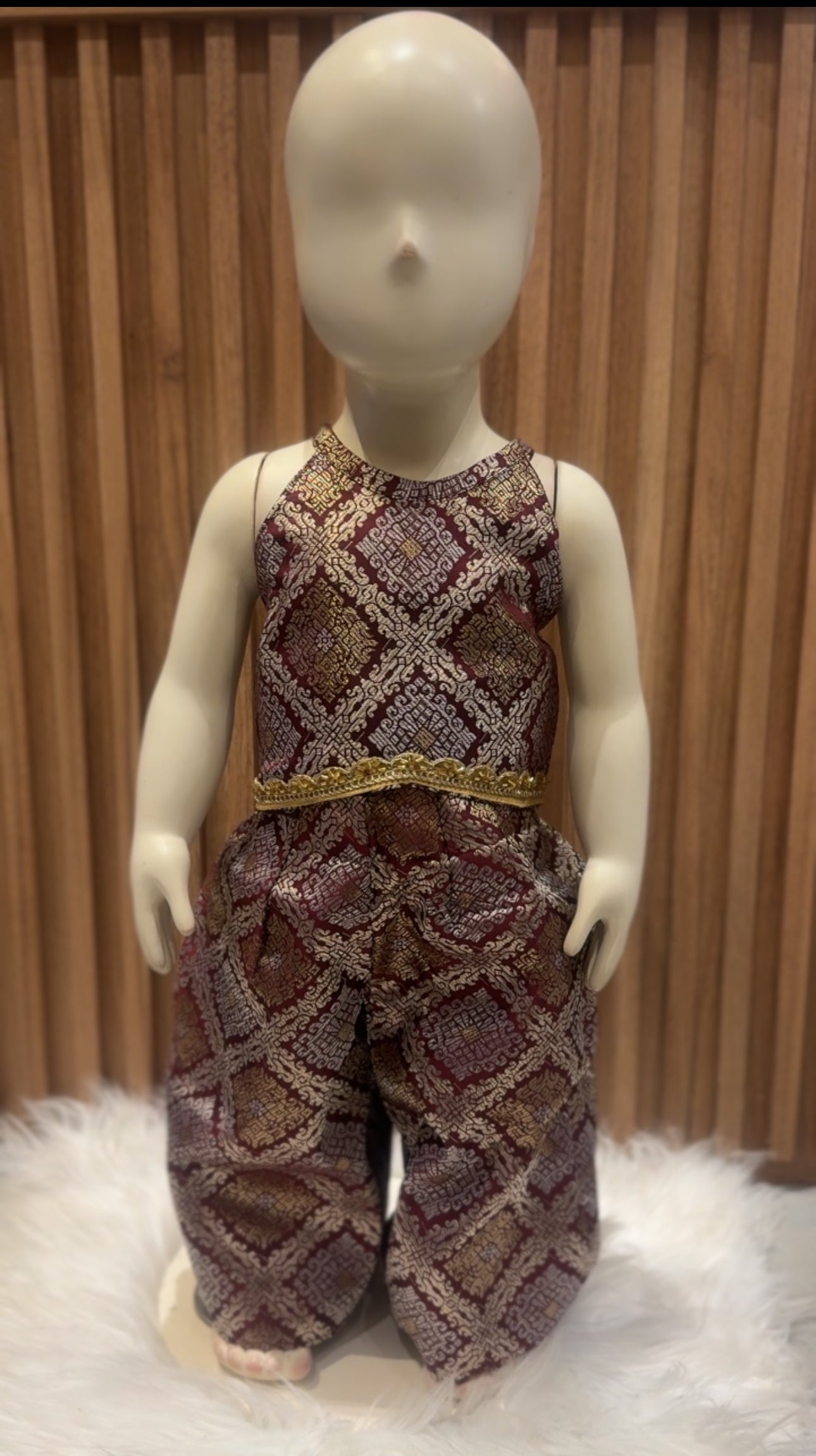 Brown Brocade Top and Pant
