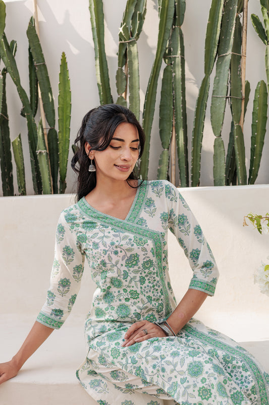 Dvinya Emerald Angrakha Kurti Set