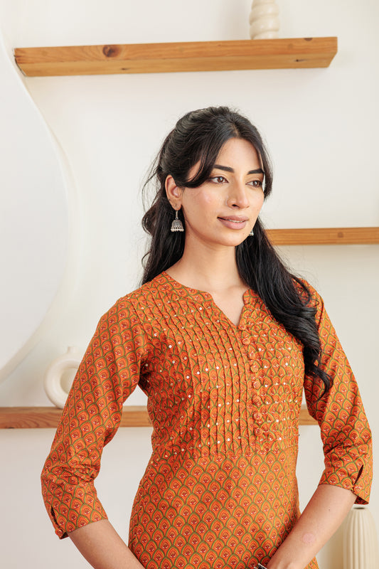 Mandarin Vamsam Kurti with Plazzo Pants Family