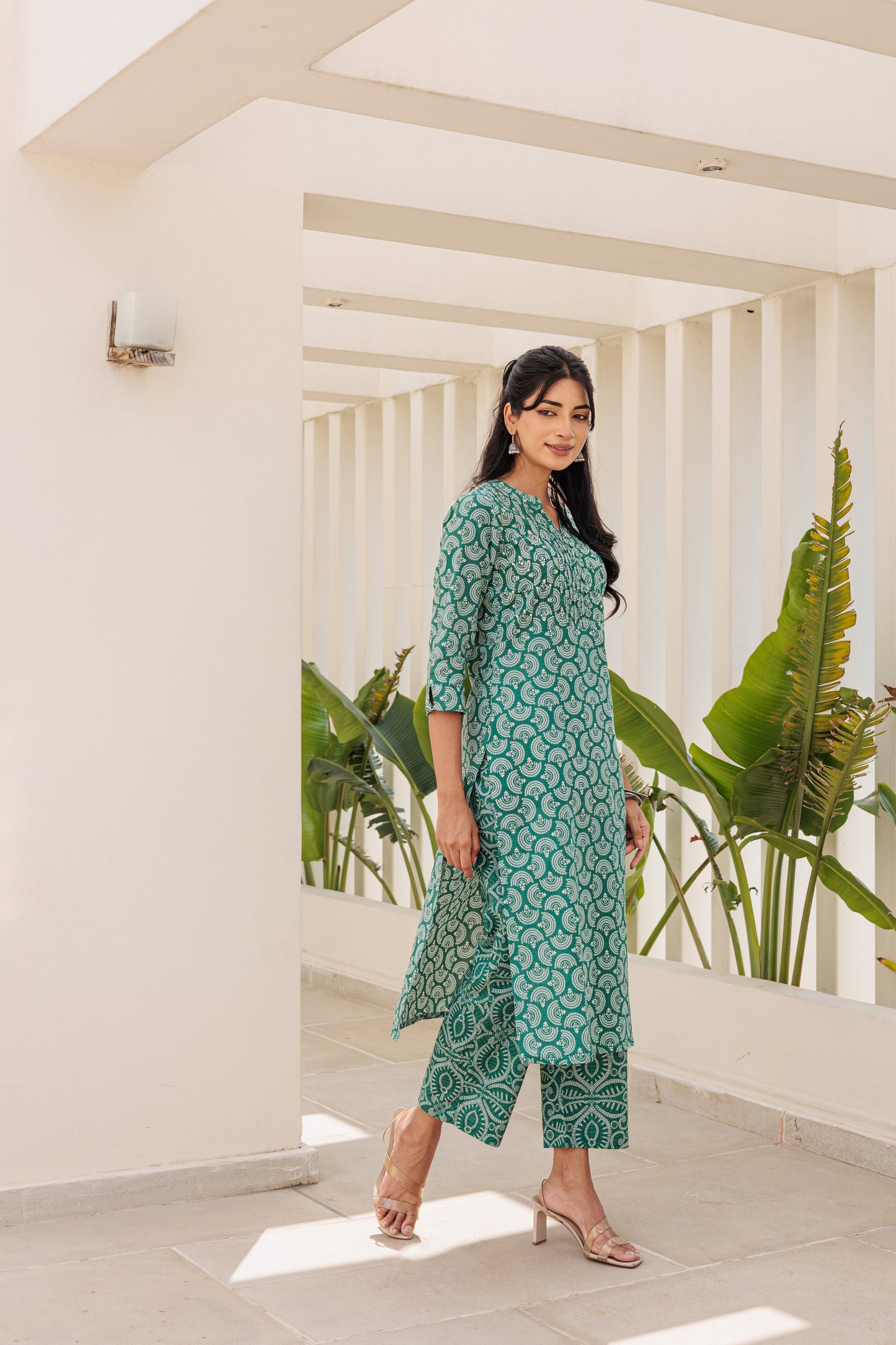 Pachai Mayil Kurti with Plazzo Pants Family