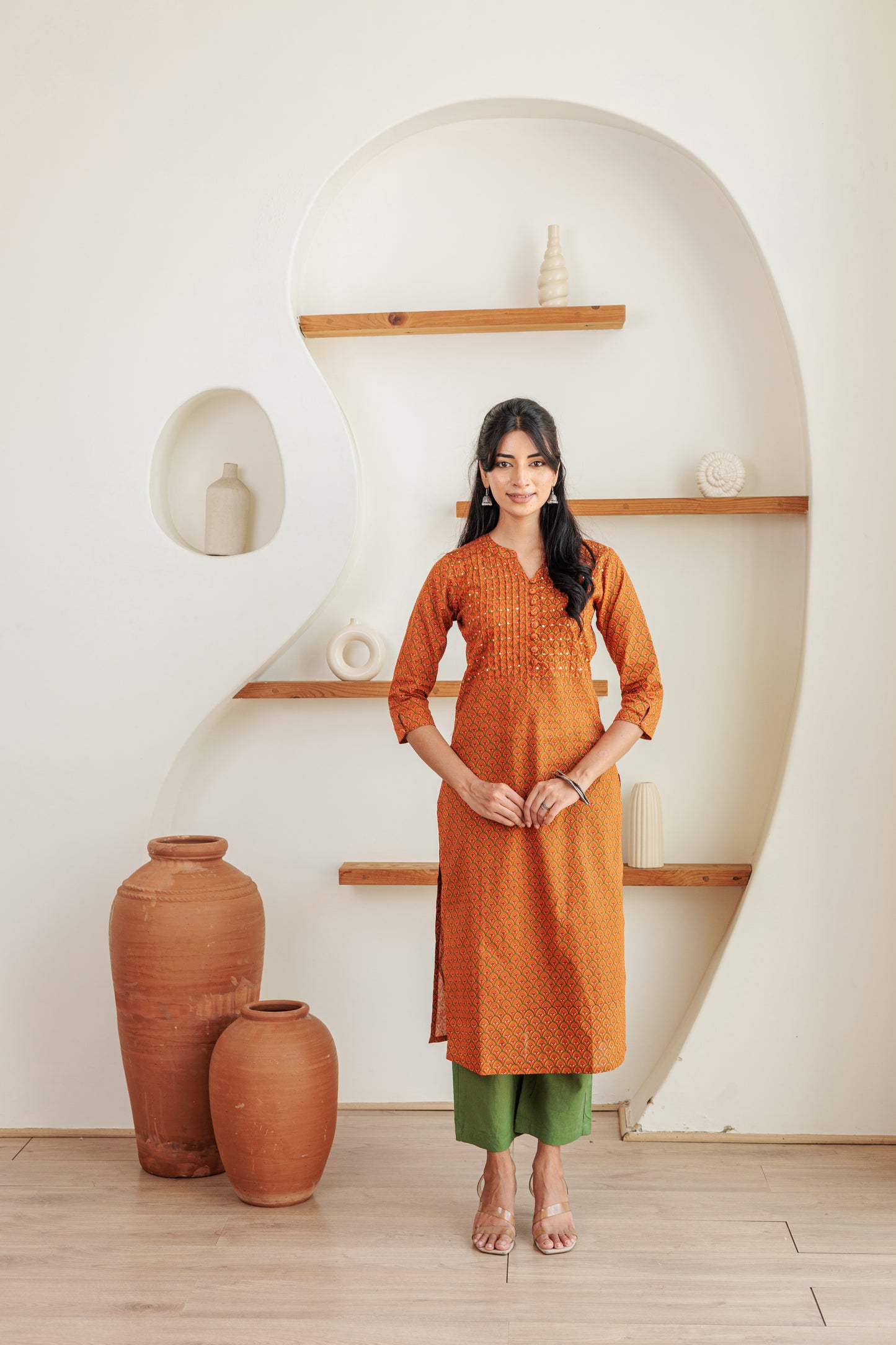 Mandarin Vamsam Kurti with Plazzo Pants Family