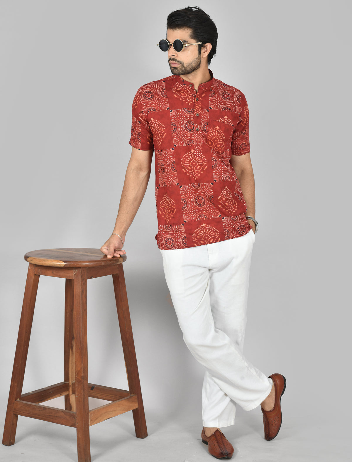Crimson Mandala Short Sleeves Kurta