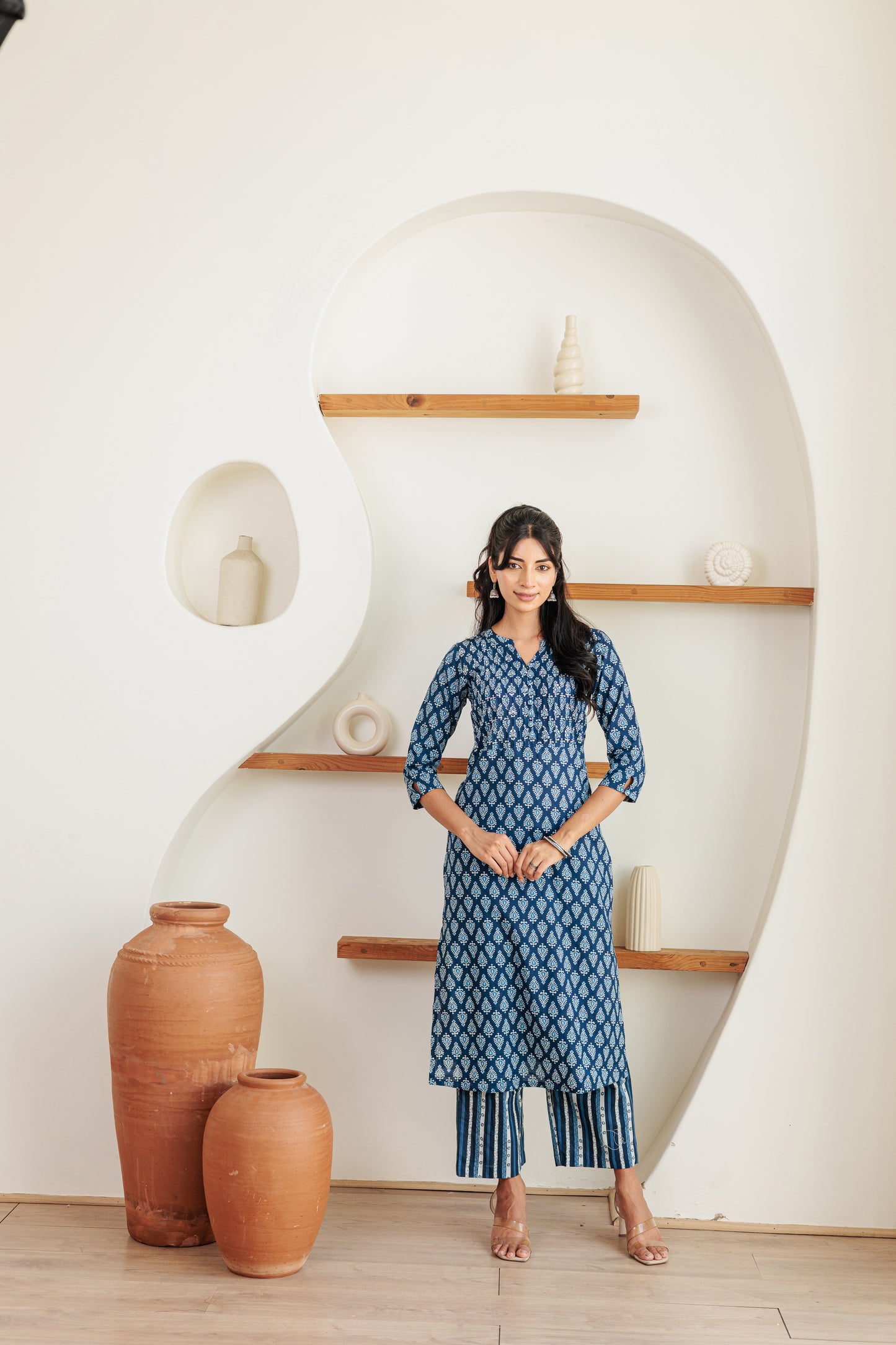 Kadal Neelam Kurti with Plazzo Pants Family