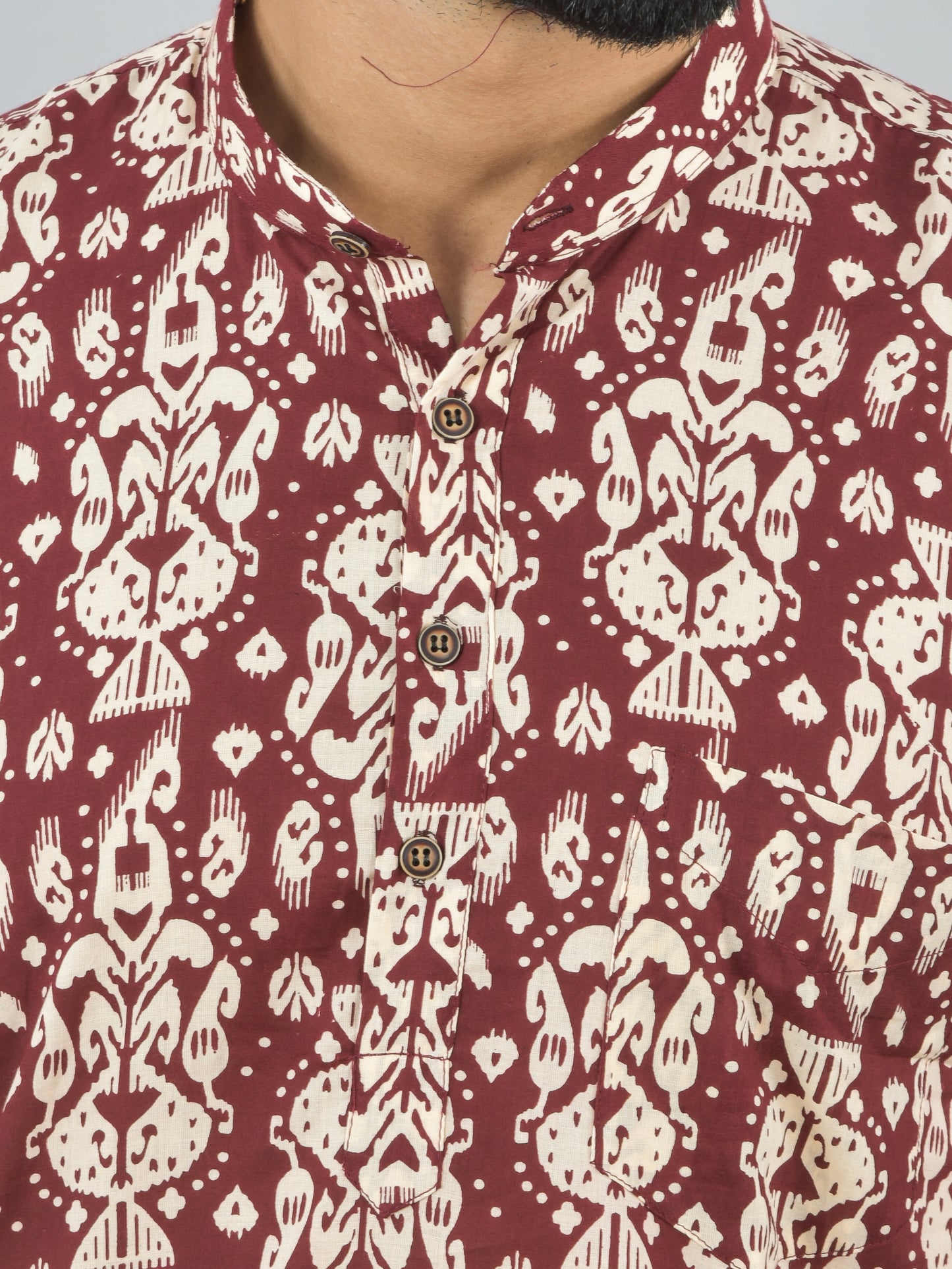 Vintage Maroon Half Short Kurta