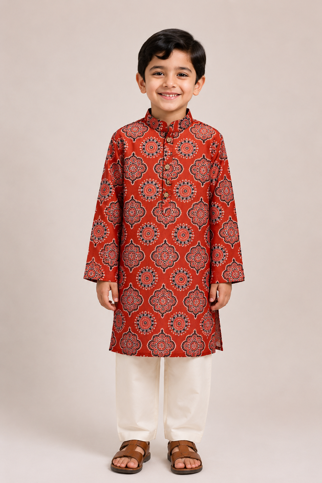 Red & Black Medallion Kurta