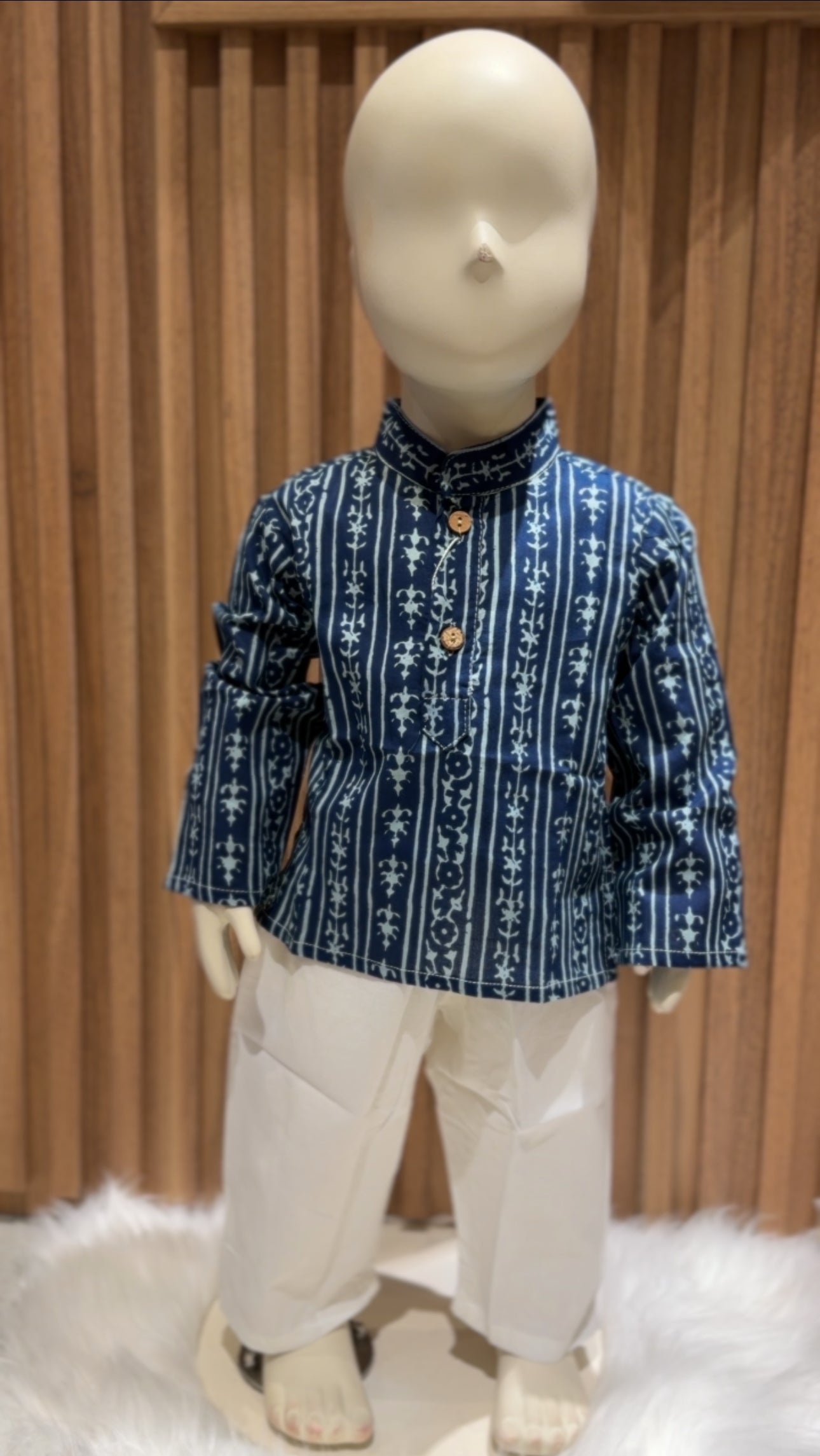 Blue Azure Stripe Kurta with Pyjama Pants