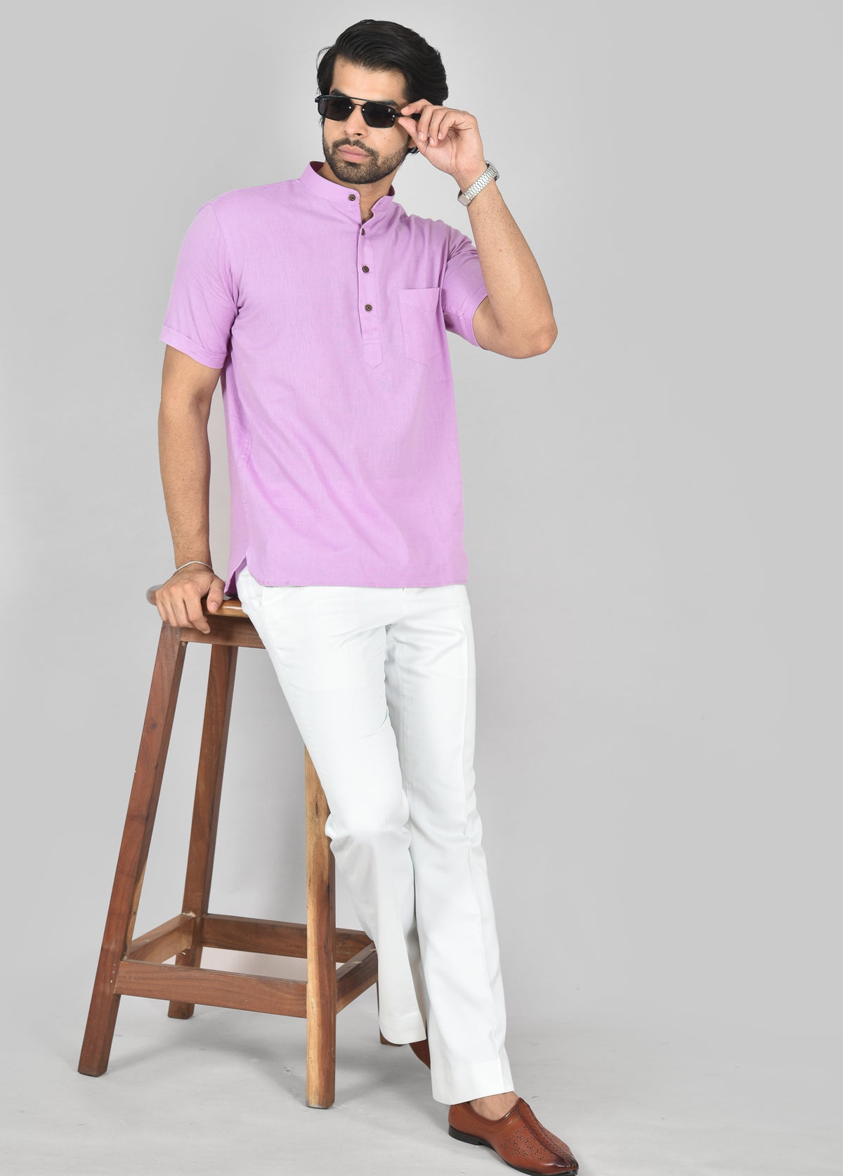 Taro Plain Short Sleeves Kurta