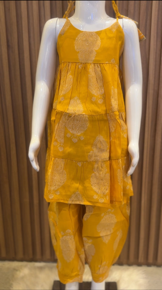 Turmeric Paisley Tier Frock with Afghan Pant
