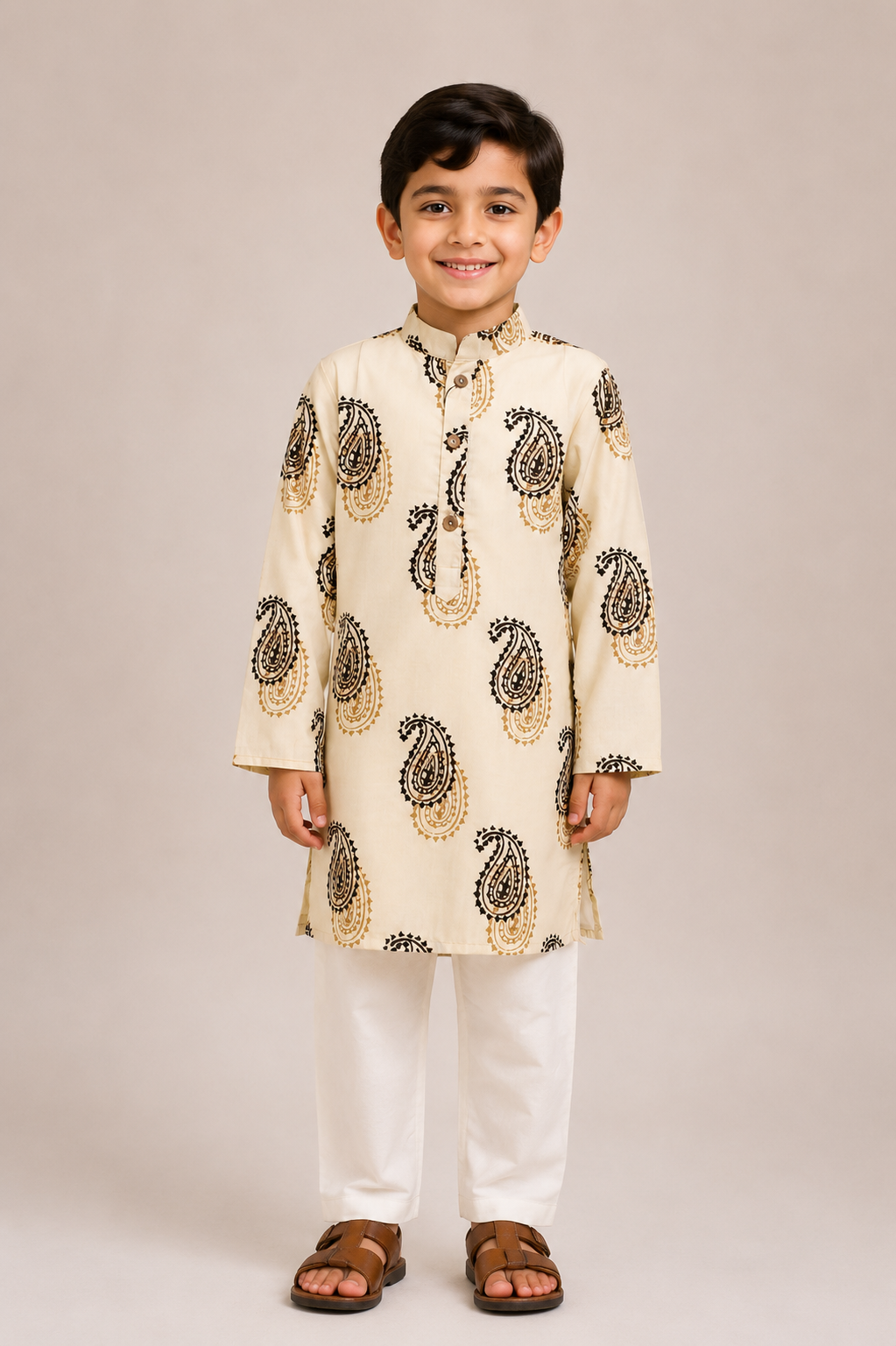 Ivory & Gold Paisley Kurta