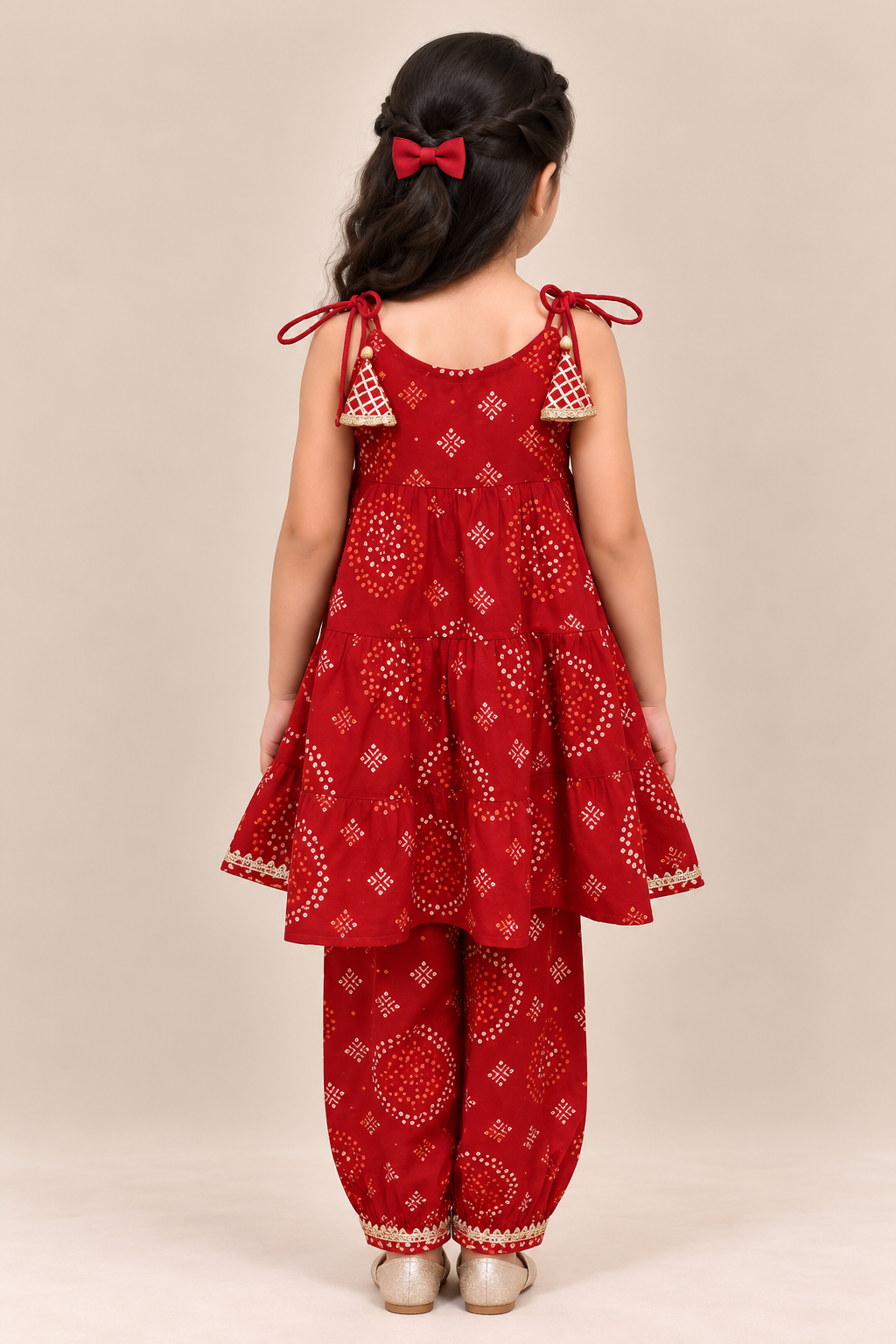 Pink Kolam Tiered Spaghetti Top with Afghan Pants
