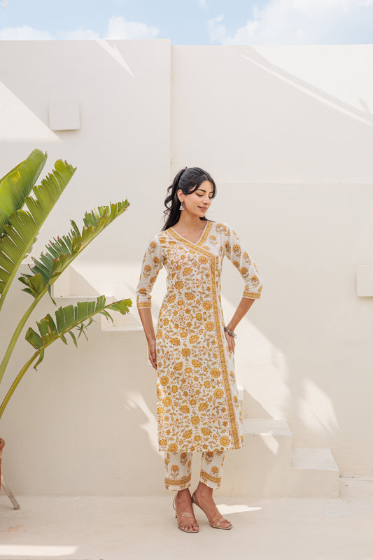 Dvinya Marigold Angrakha Kurti Set