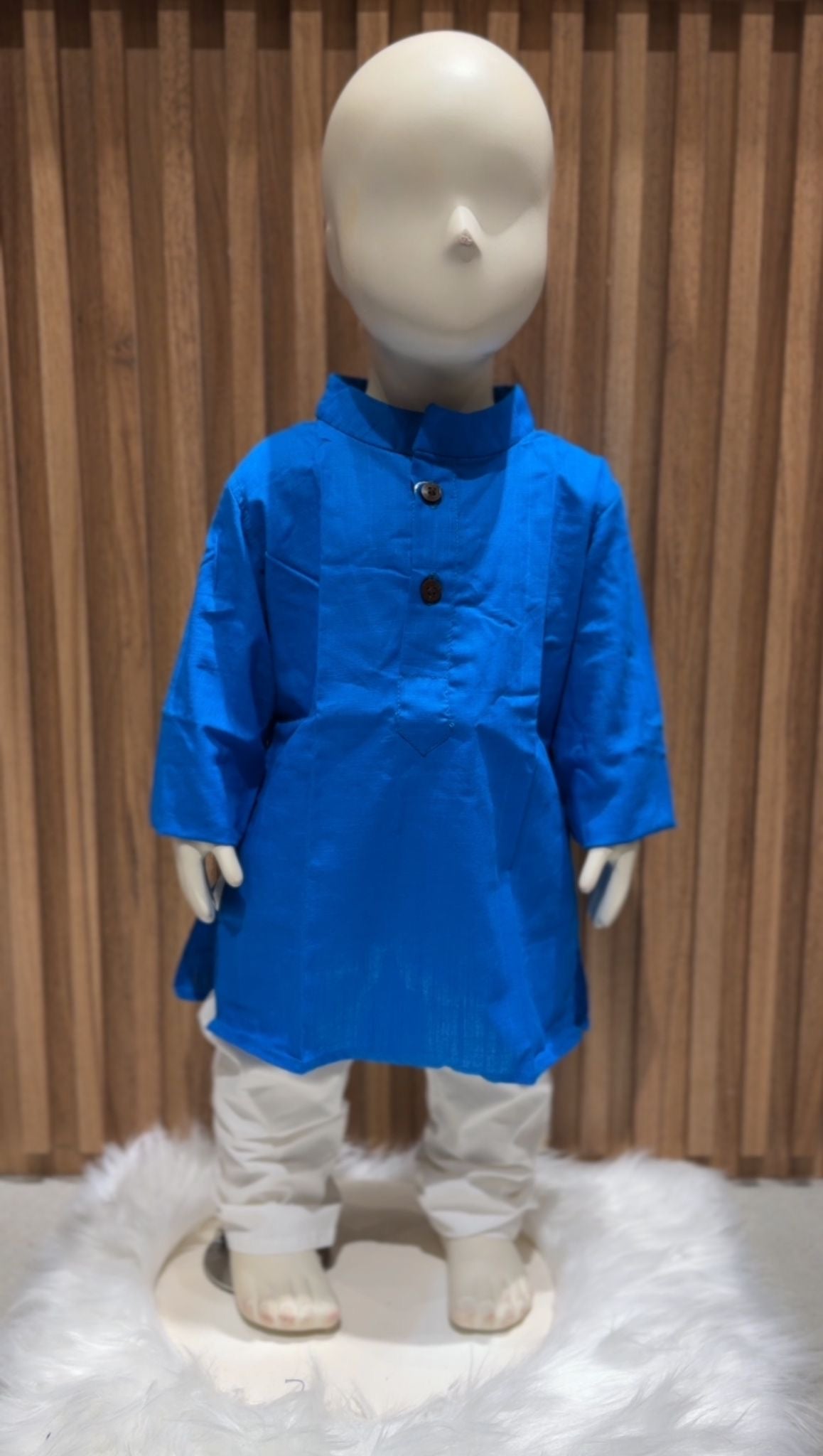 Solid Blue Long Kurta with Pyjama