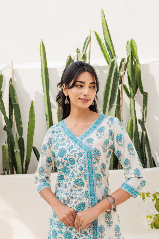 Dvinya Neela Angrakha Kurti Set