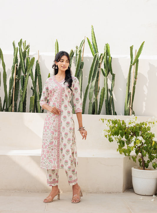 Dvinya Fuchsia Angrakha Kurti Set