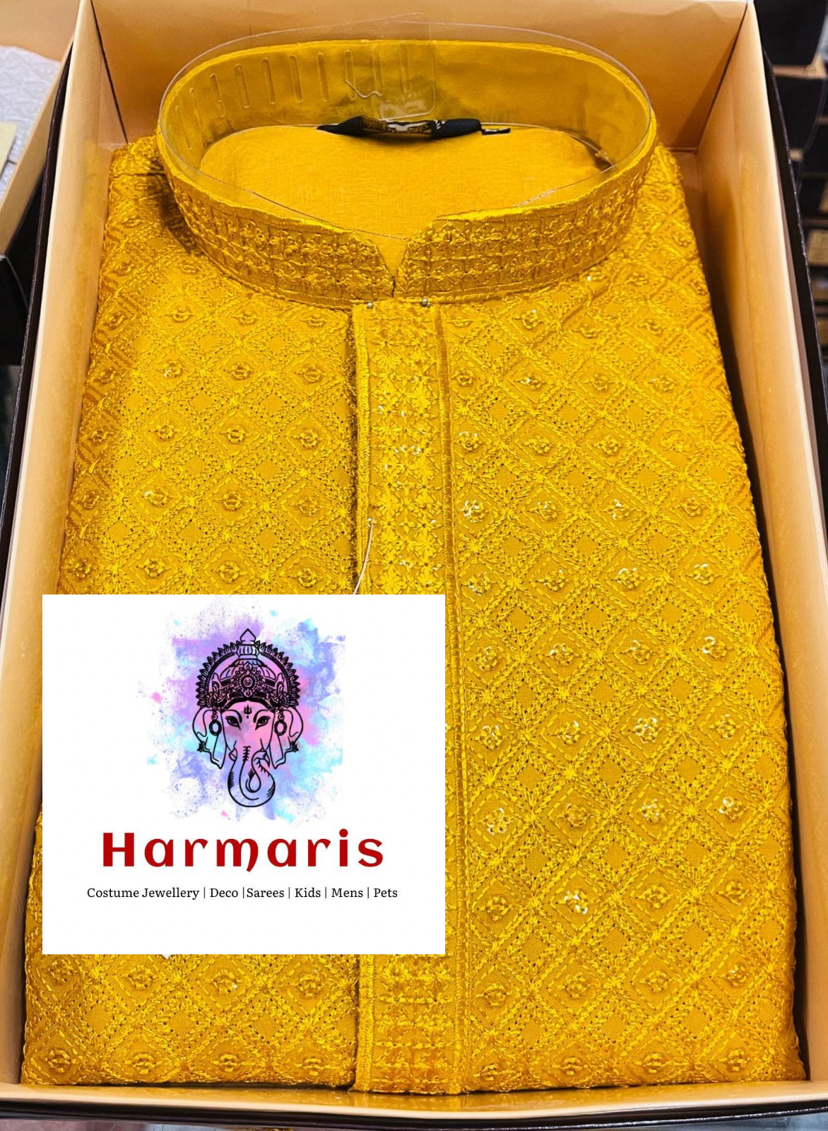 Premium Yellow Chikankari Mens Kurta Set