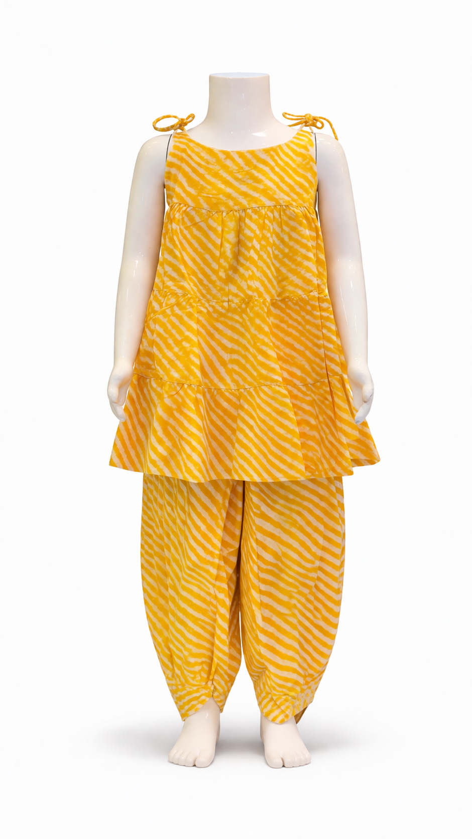 Yellow Leheriya Kurti with Afghan Pant
