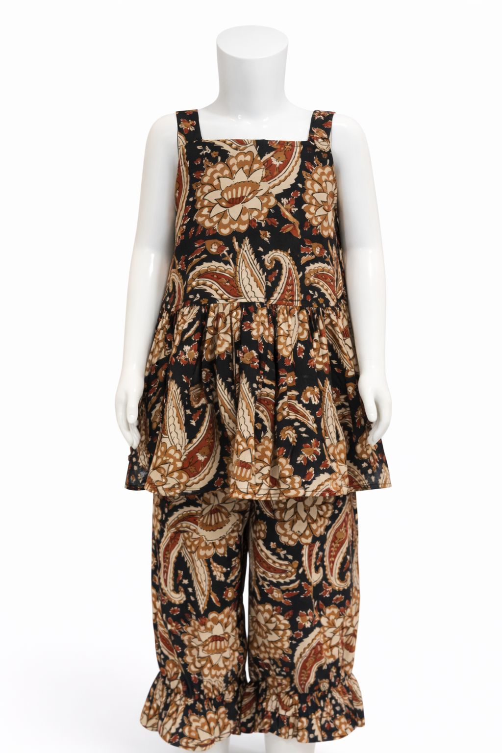 Black Rust Paisley Peplum Set