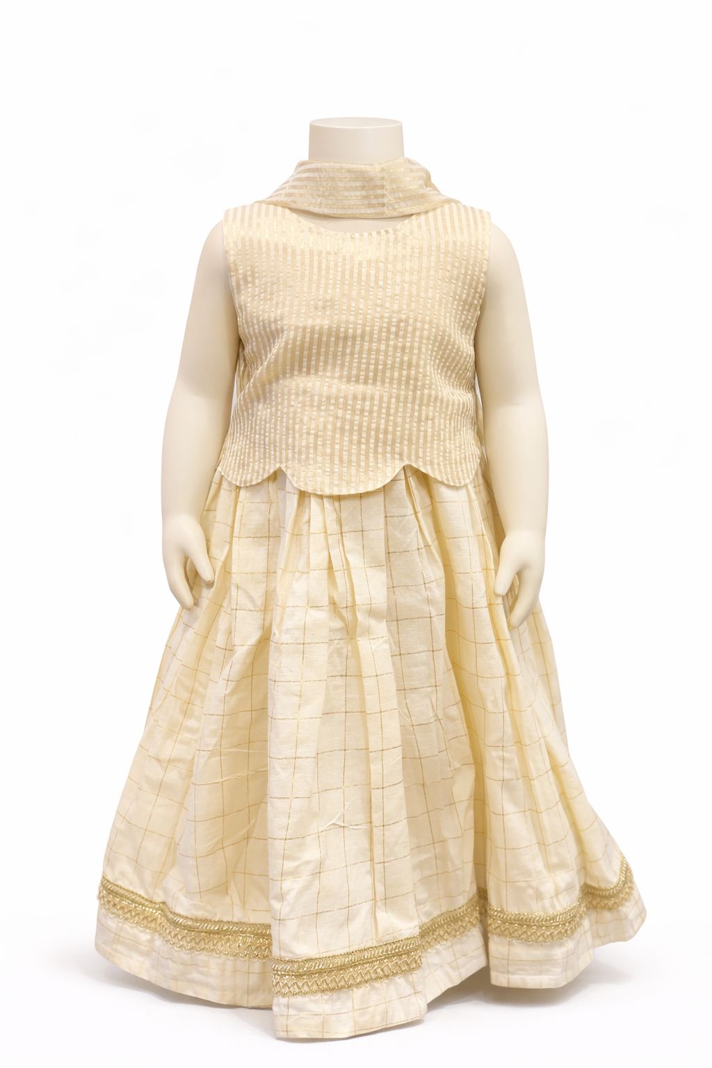 Cream & Gold Tie-Back Frock