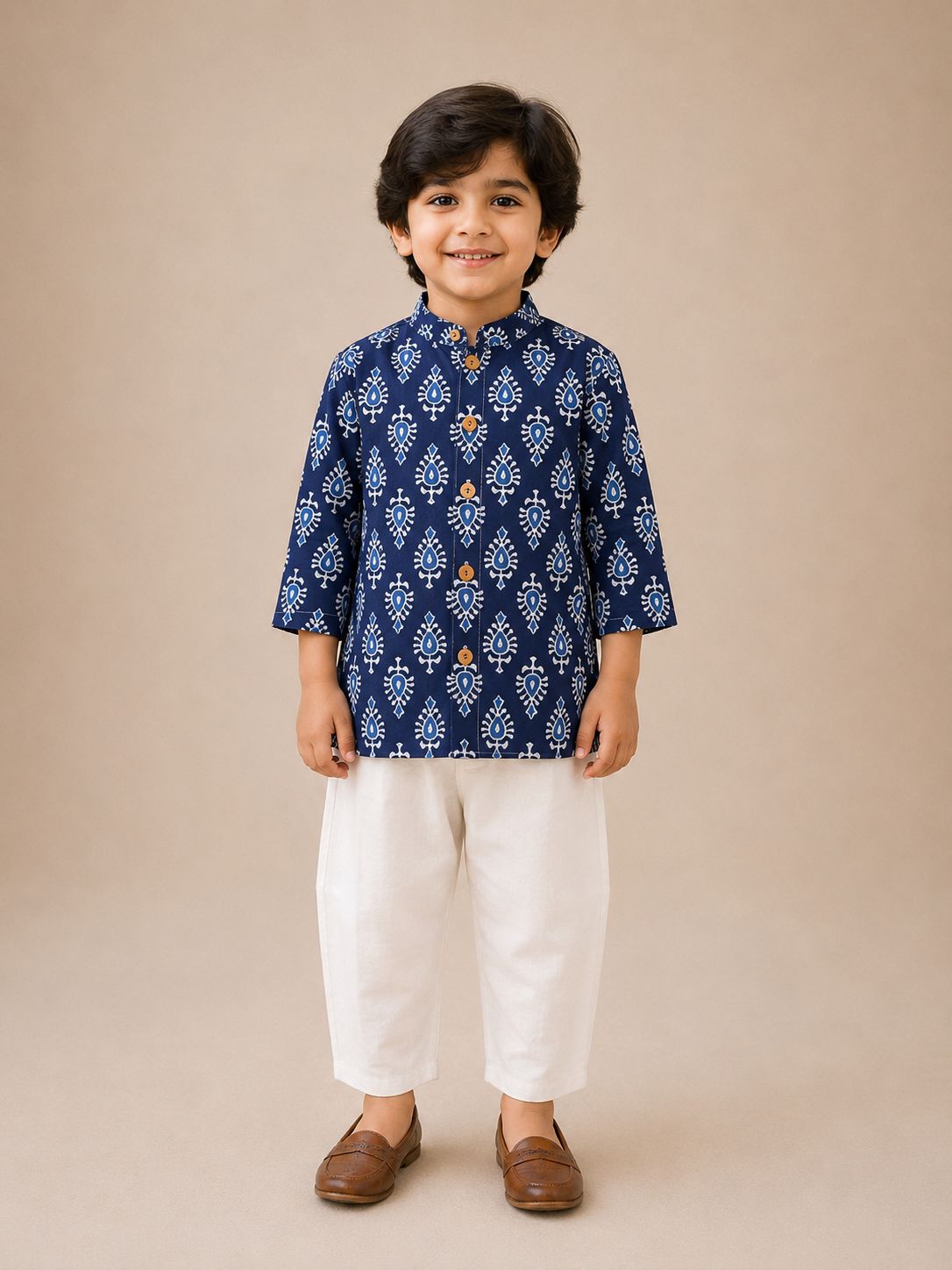 Peacock Teardrop Kurta with Pants Family Combo