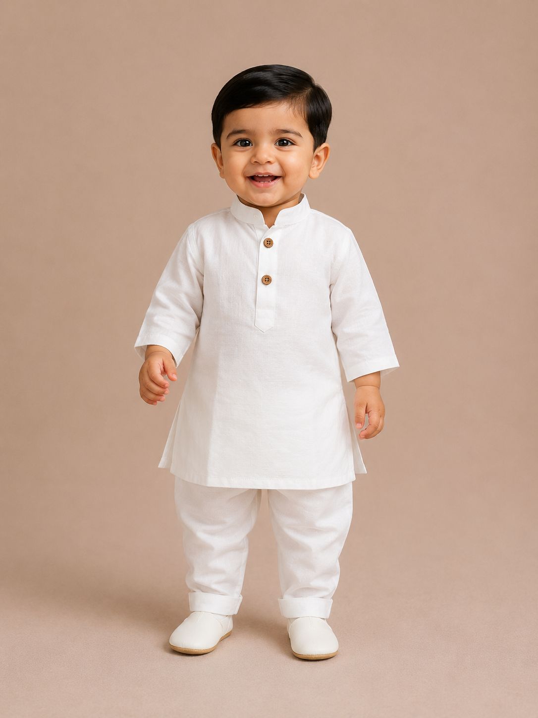Solid White Short Kurta with Pyjama