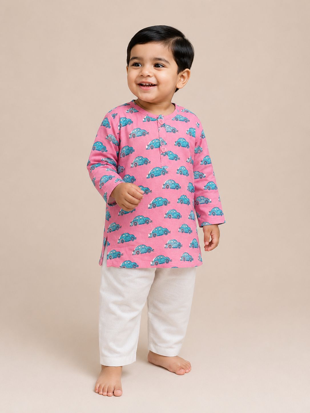 Pink Car Kurta Set