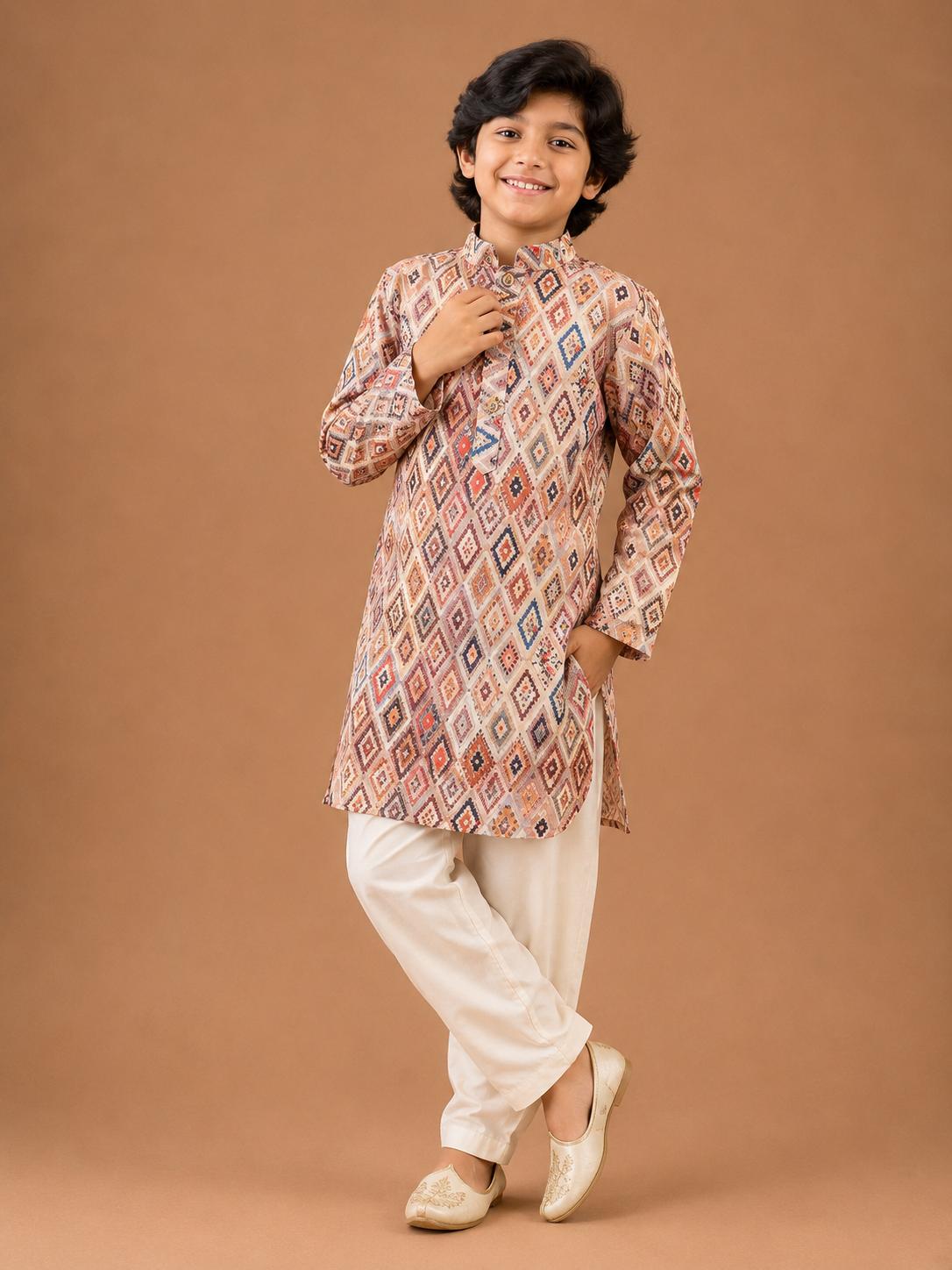 Multicolour Diamond Kurta Pyjama Set