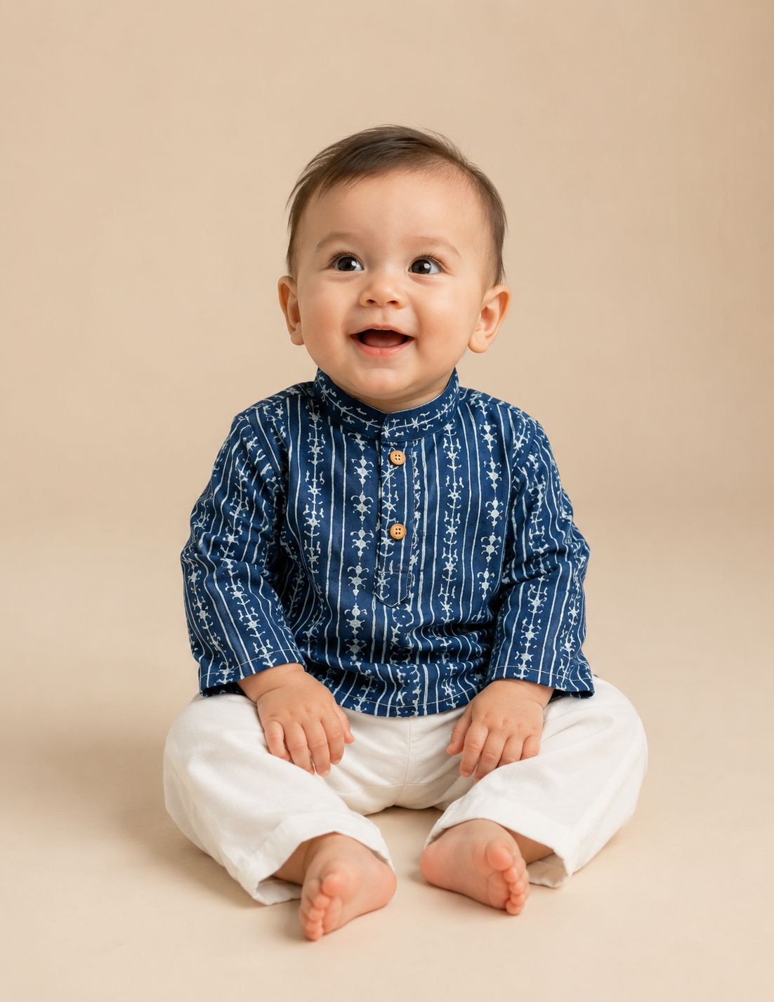 Blue Azure Stripe Kurta with Pyjama Pants