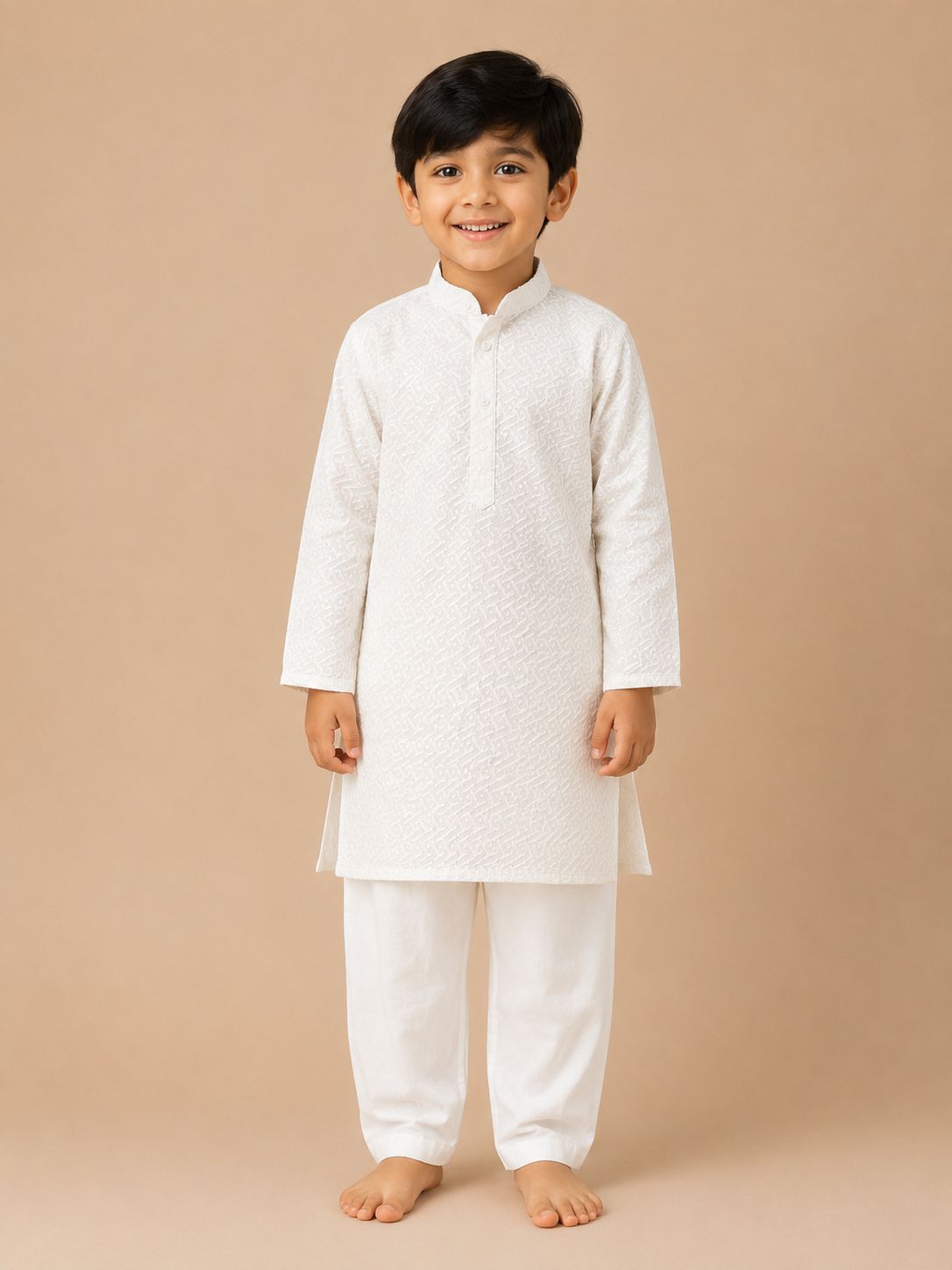 White Chikan Work Kurta Pyjama