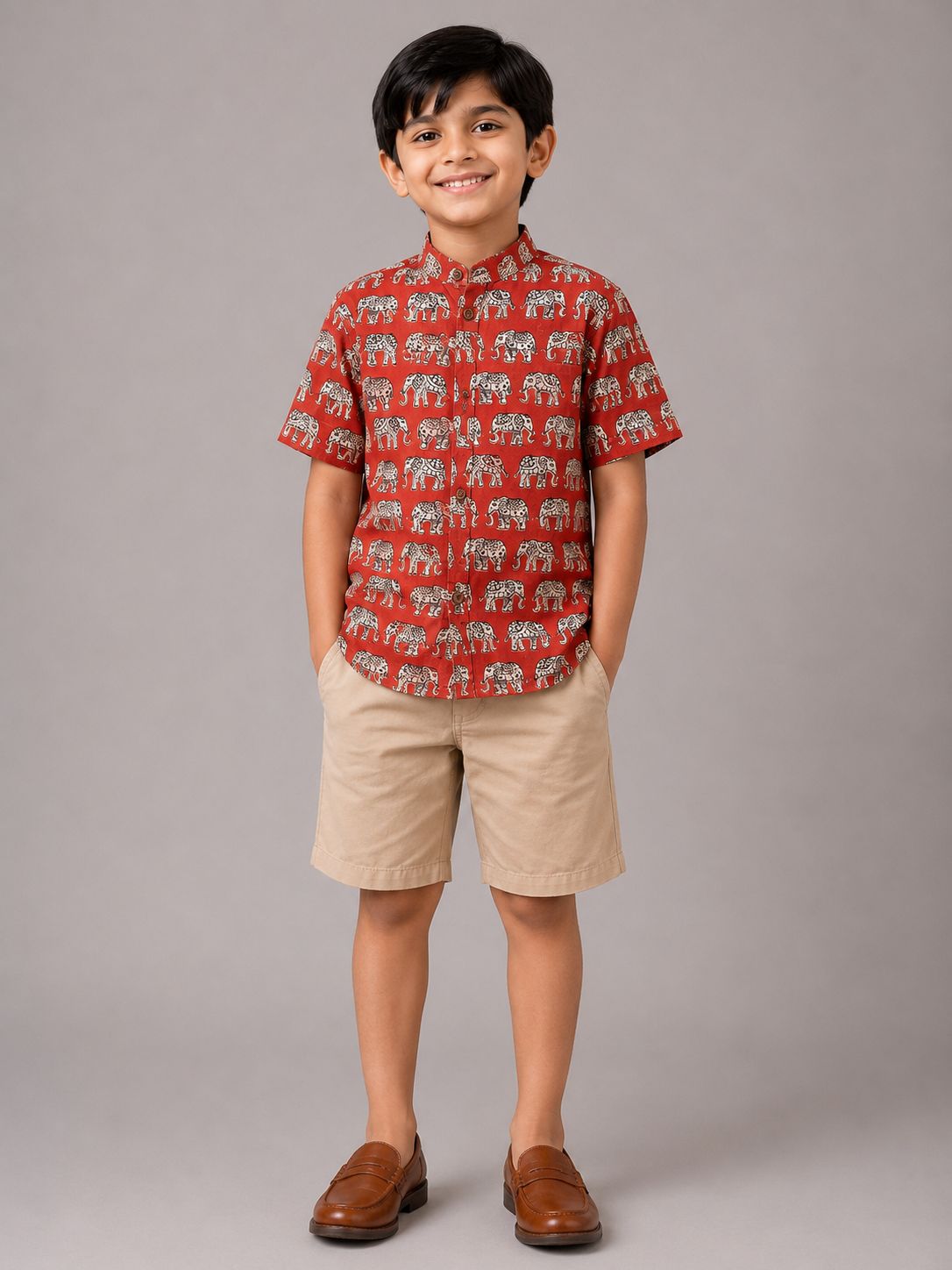 Kids Red Elephant Kurta