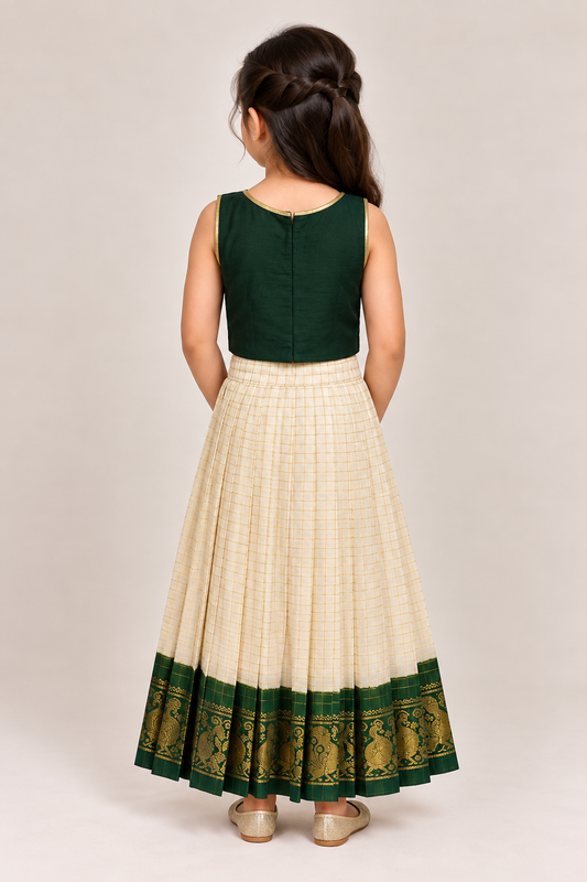 Green Kerala Mundu Yamuna Pavadai Set