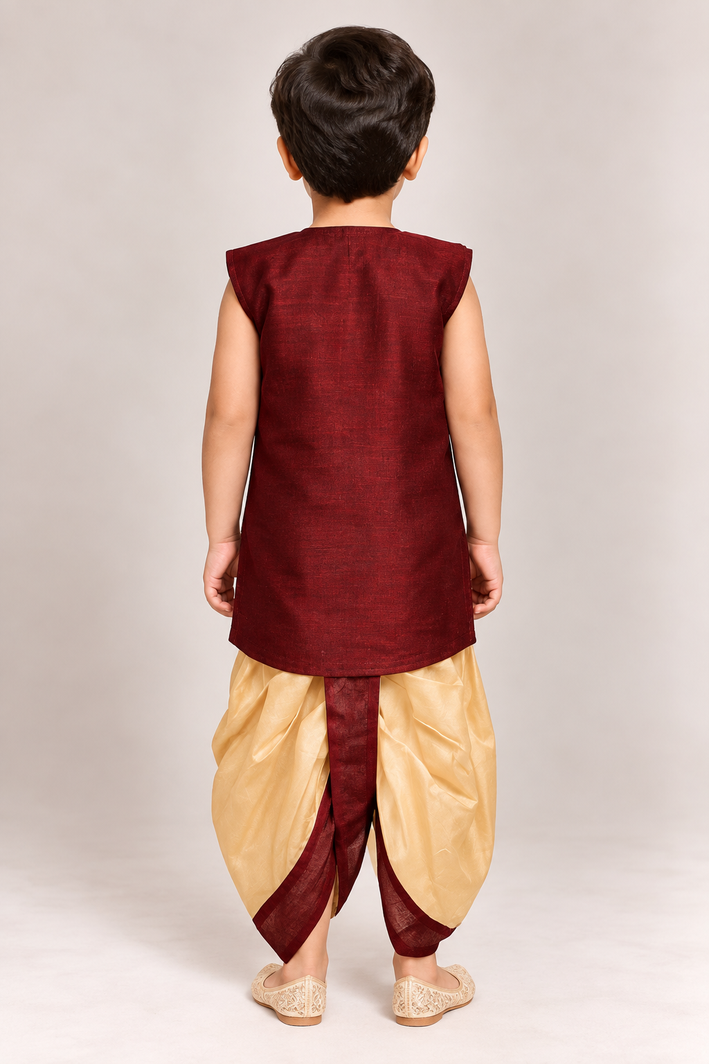 Maroon & Gold Overlap Dhoti Set