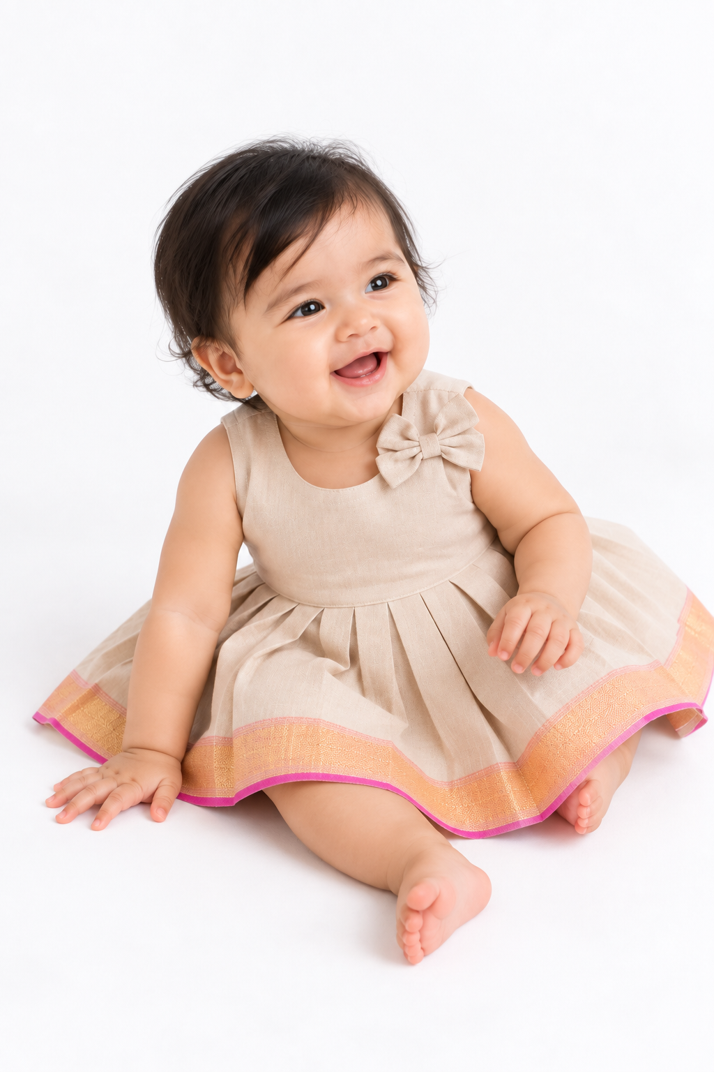 Sand Pink Border Frock