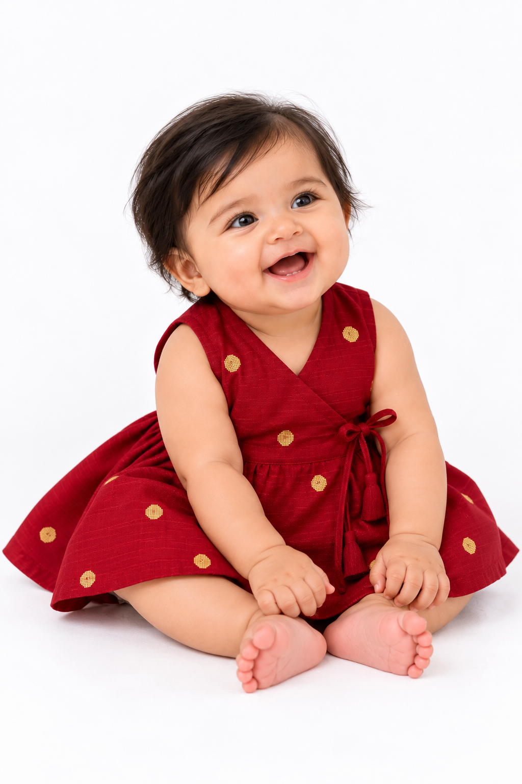 Deep Red Butta Frock