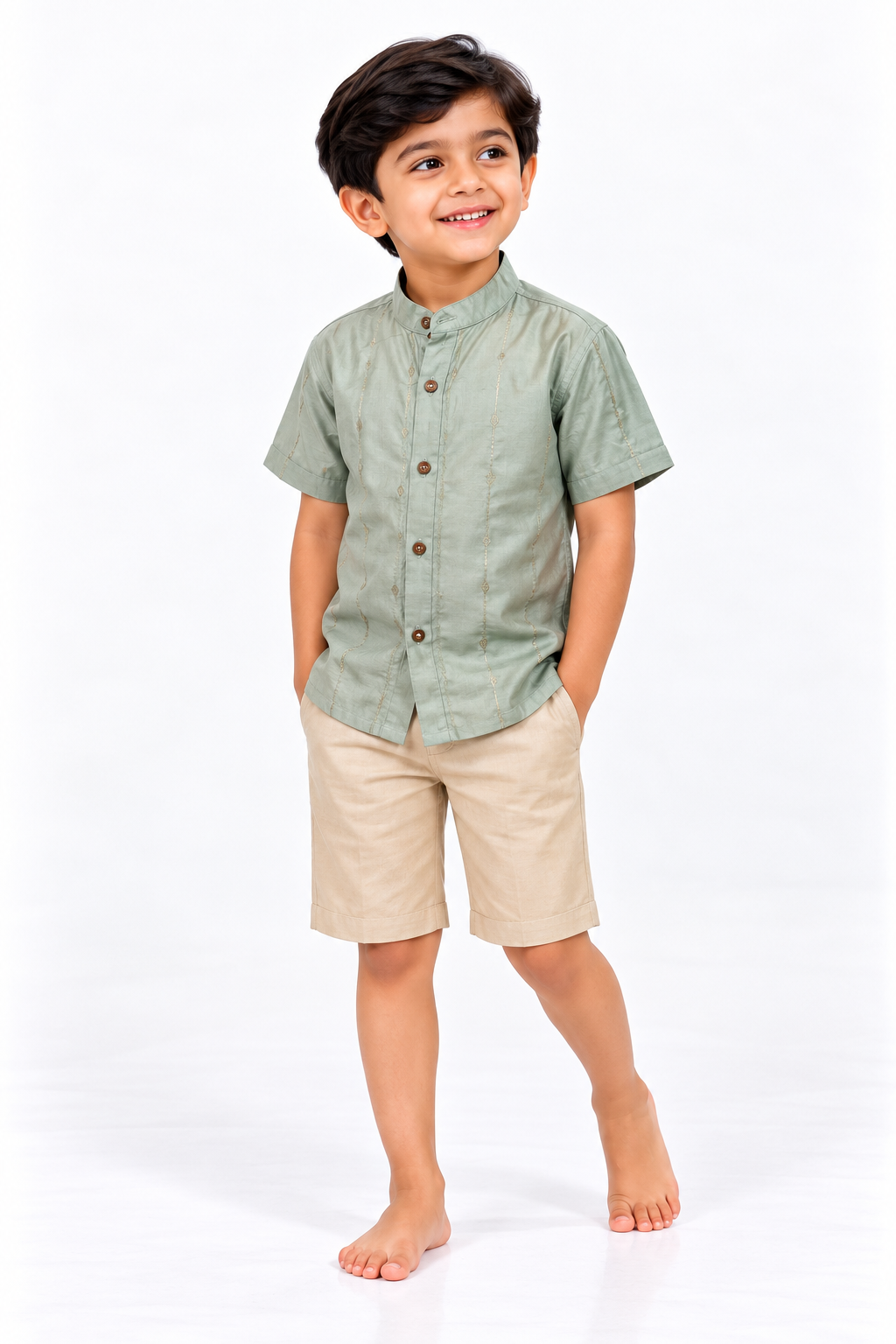 Mint Green Gold Stripe Shirt