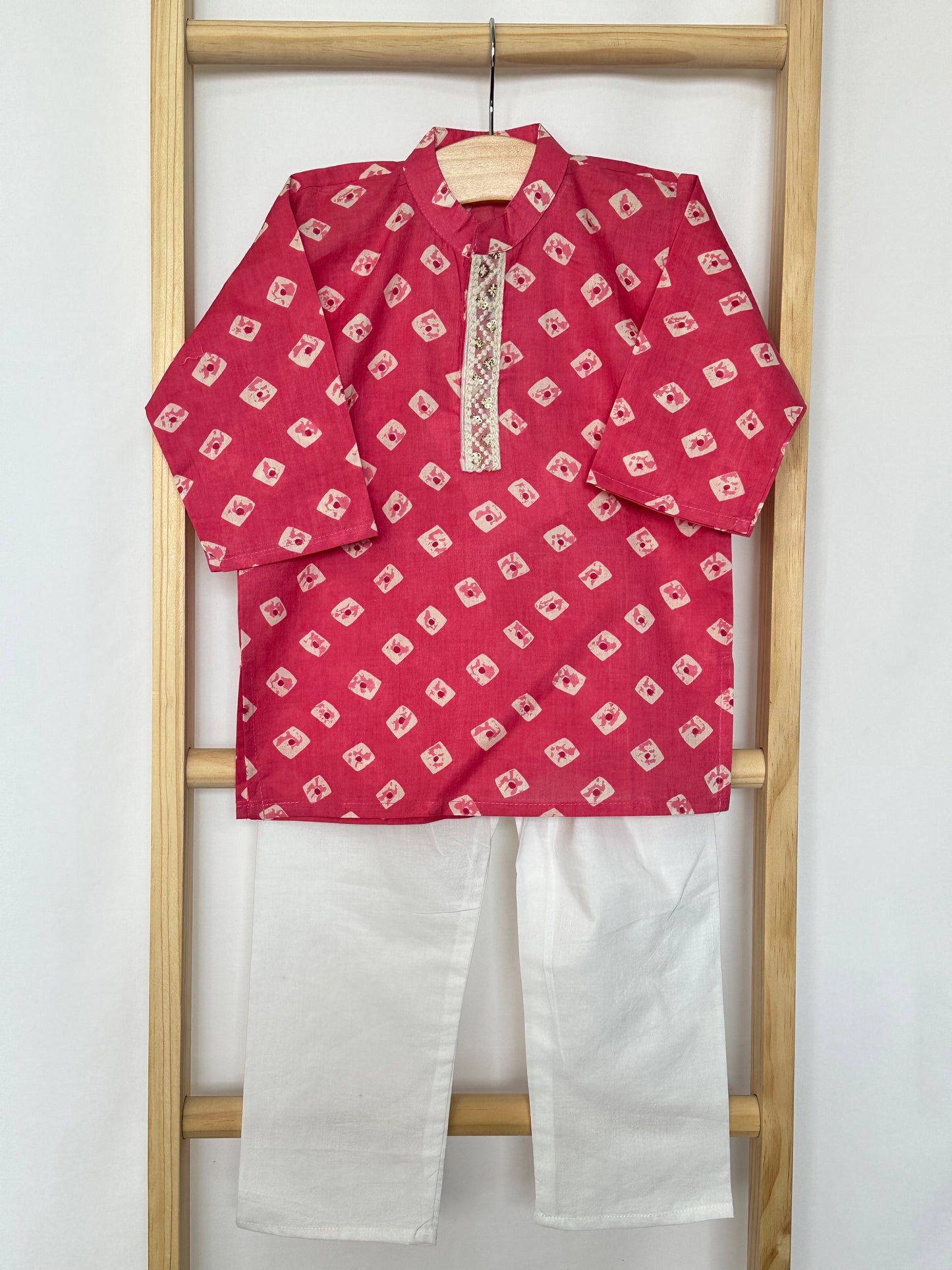 Pink Cotton Kurta Set