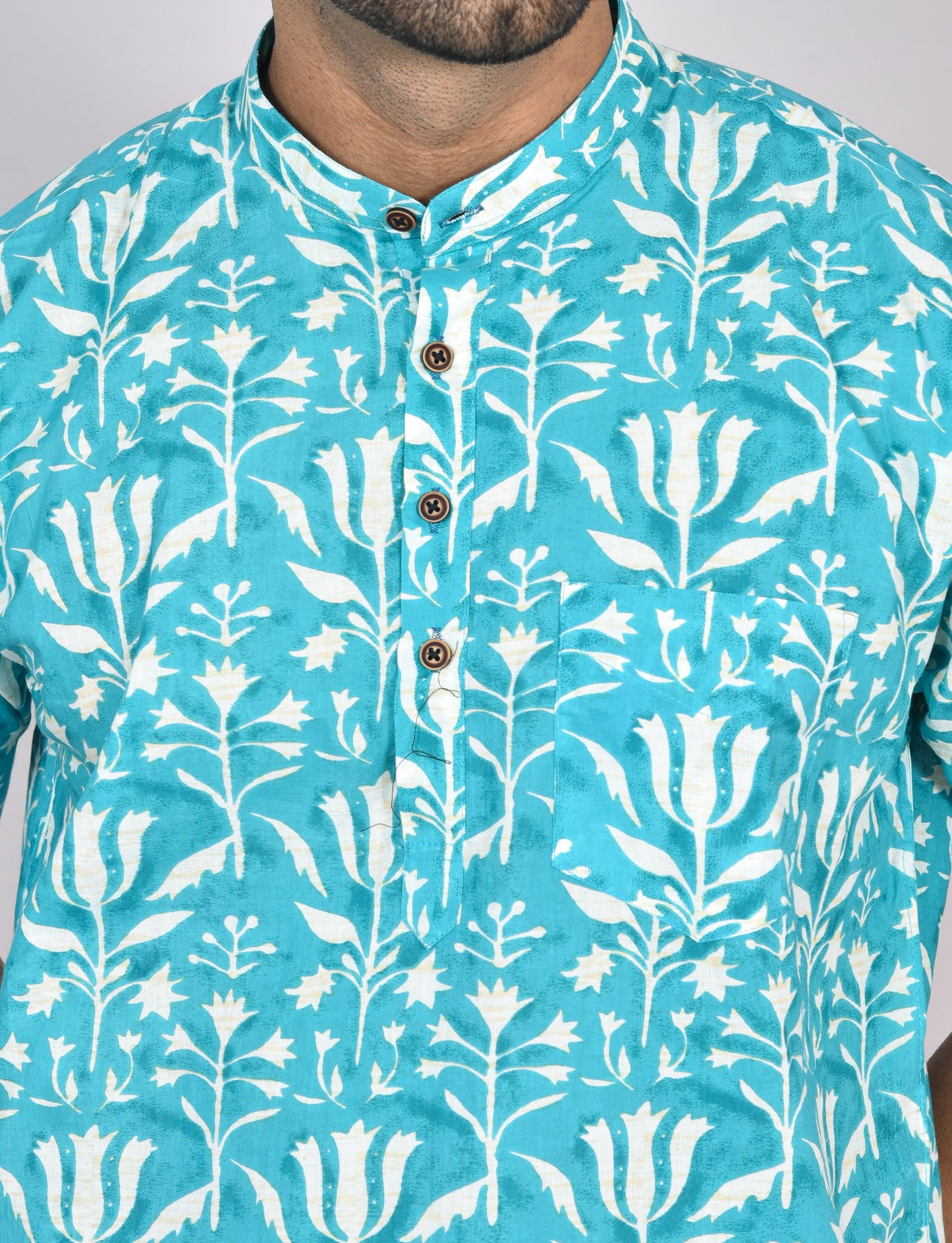 Blue Chemangi Short Sleeves Kurta