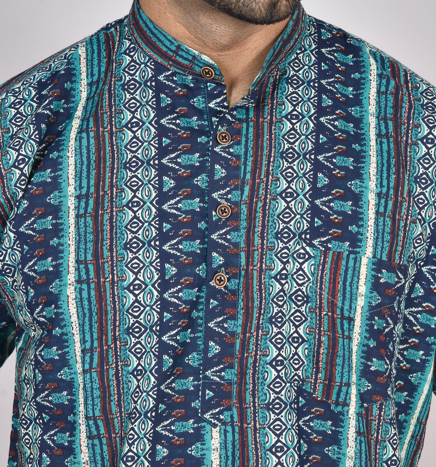 Blue Coral Short Sleeves Kurta