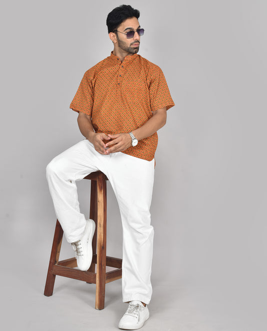 Mandarin Vamsam Short Sleeves Kurta Family