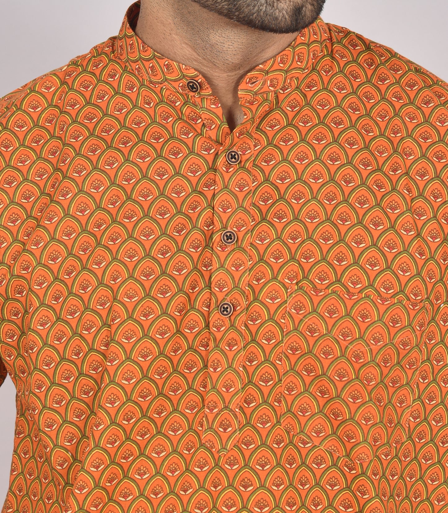 Mandarin Vamsam Short Sleeves Kurta Family