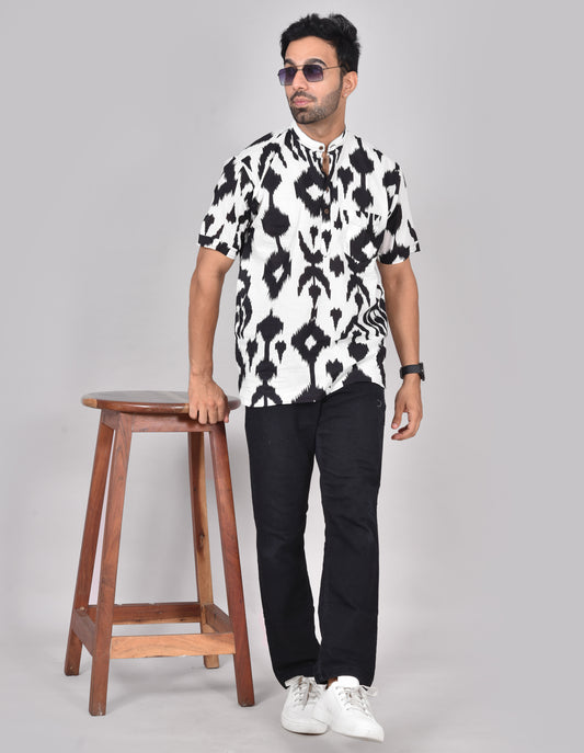 White Kung Fu Panda Short Sleeves Kurta