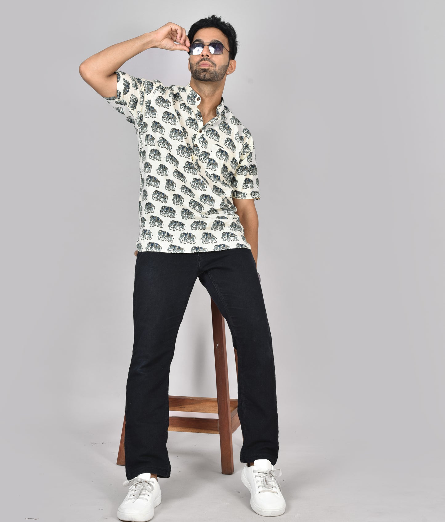 Blue Indragaj Short Sleeves Kurta