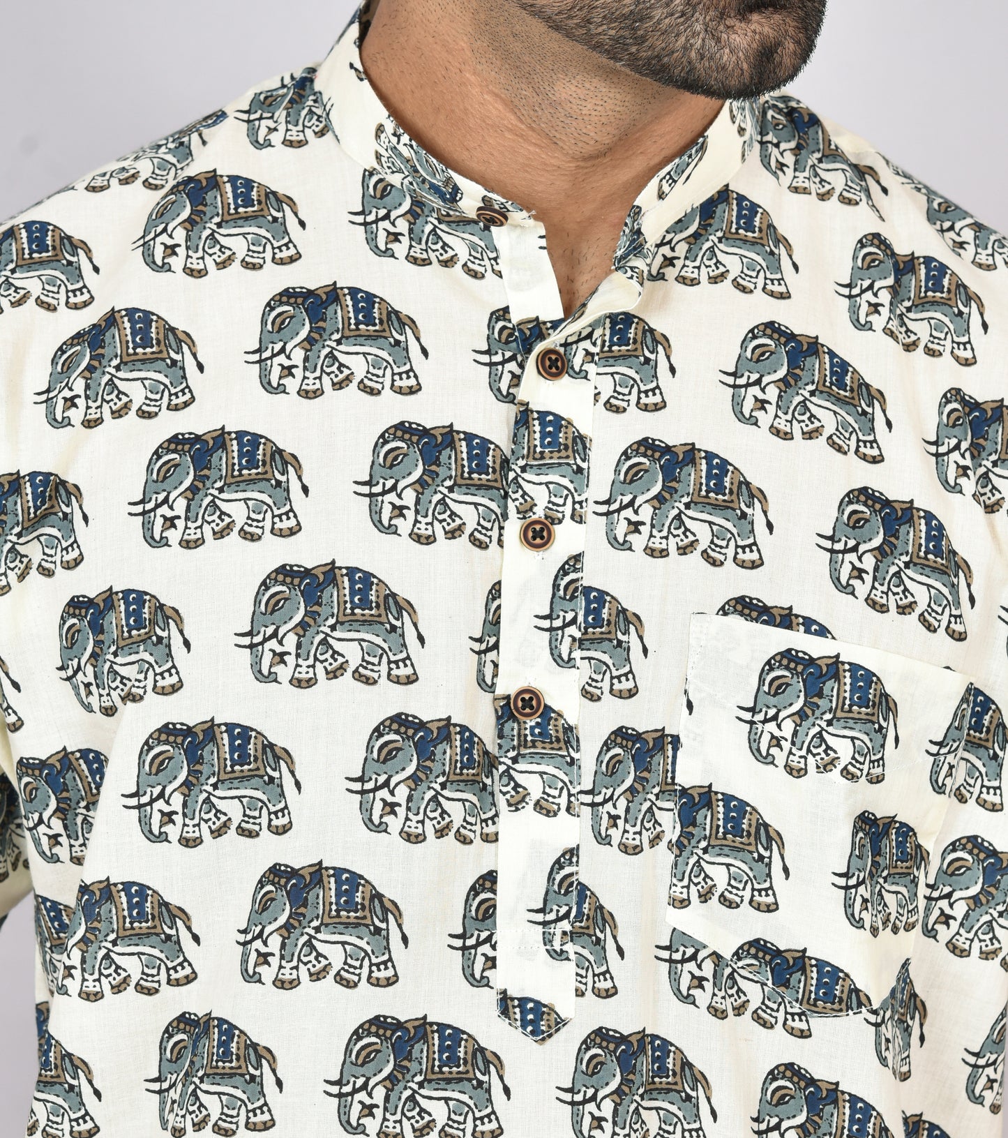Blue Indragaj Short Sleeves Kurta