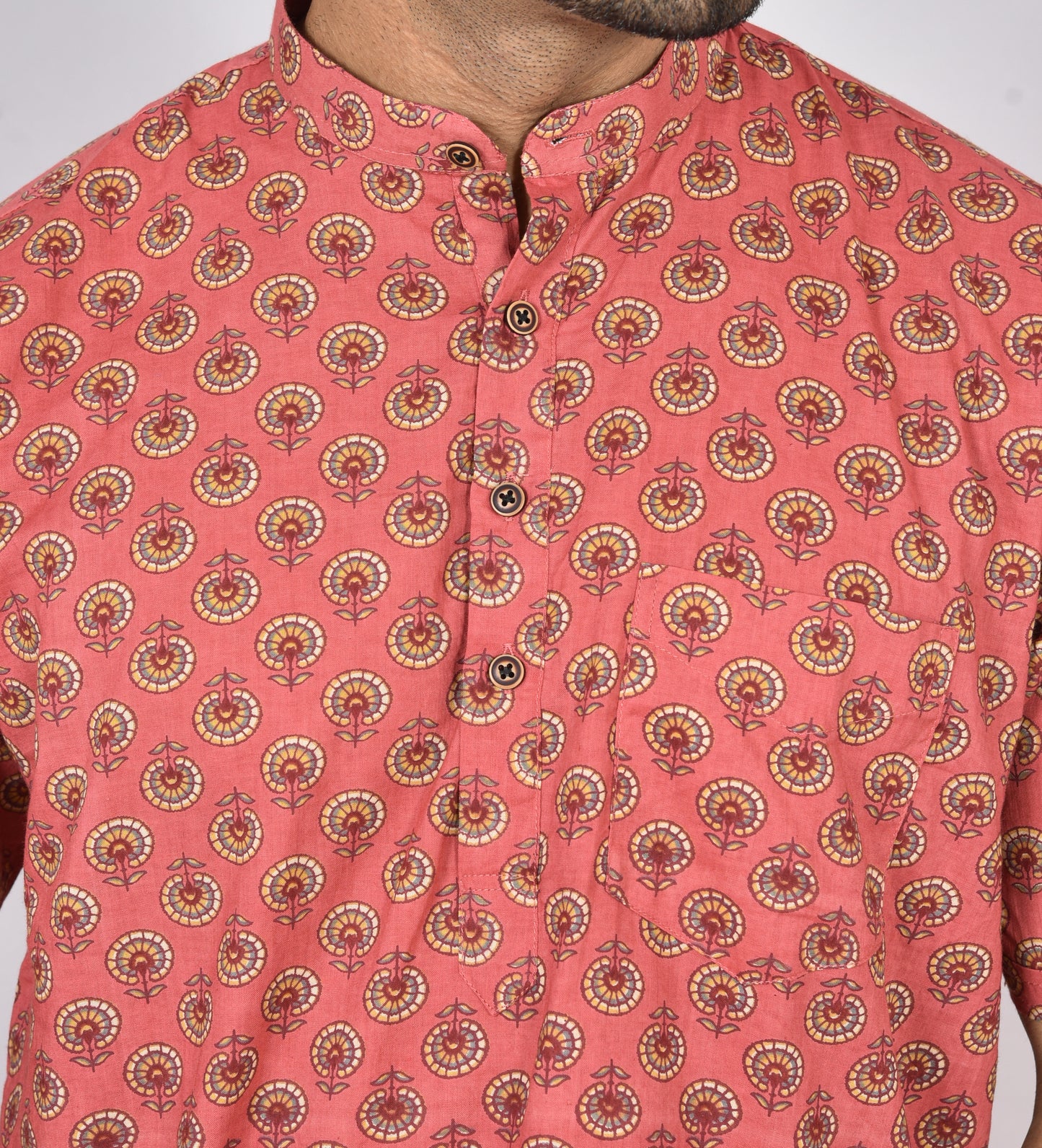 Rangoli Red Short Sleeves Kurta