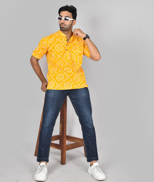 Haldi Vastram Short Sleeves Kurta